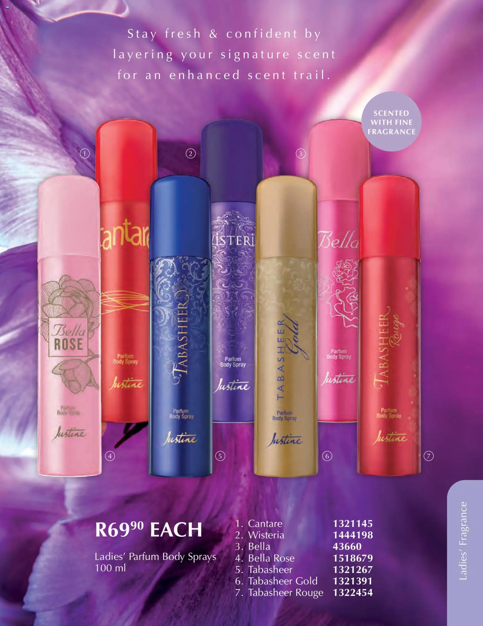 New Justine catalogue – valid from 01.02.2026 | Page: 62 | Products: Body spray, Fragrance