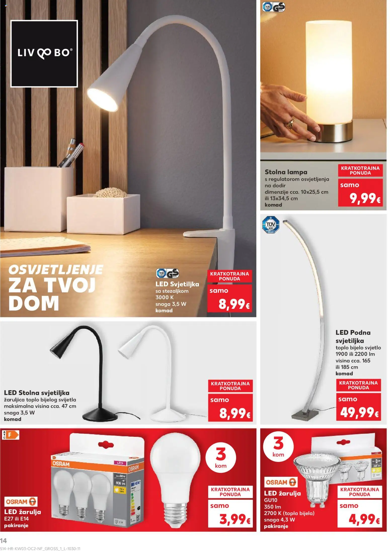 Kaufland HR akciós ujság - amely érvényes a következő dátumtól: 14.01.2026 | Oldal: 14 | Termékek: Lámpa