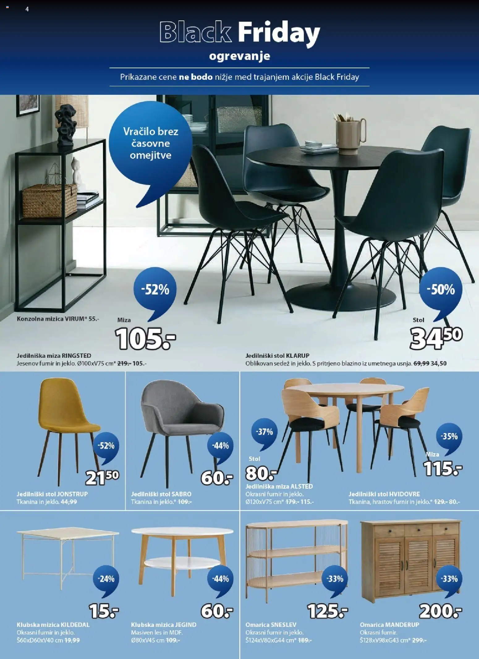 Novi JYSK katalog ponudbe – veljaven od 19.11.2025 | Stran: 4 | Izdelki: Mizica, Miza, Stol, Omarica