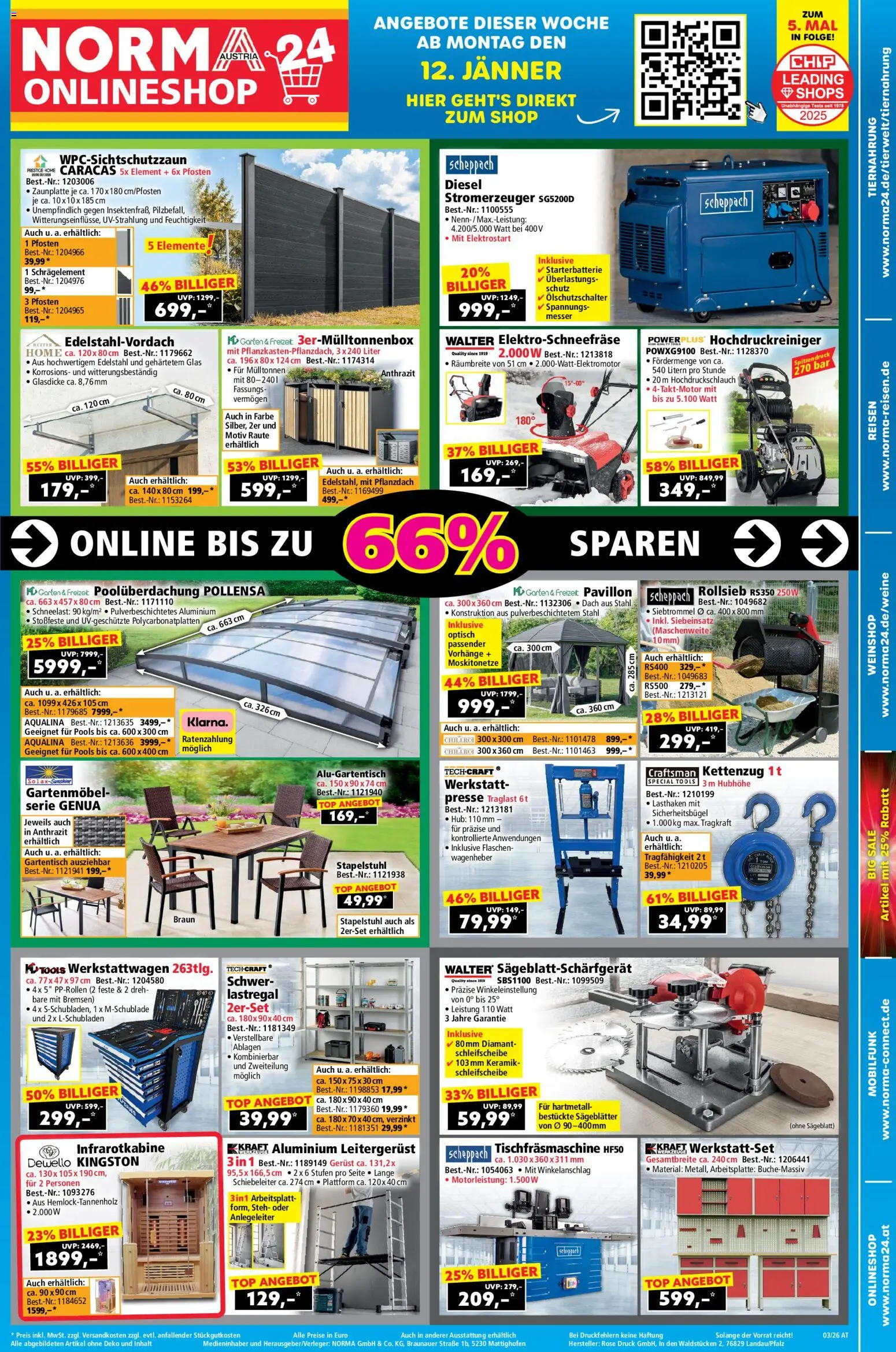 Norma Online shop gültig ab 11.01.2026 | Seite: 1 | Produkte: Presse, Gartenmöbel