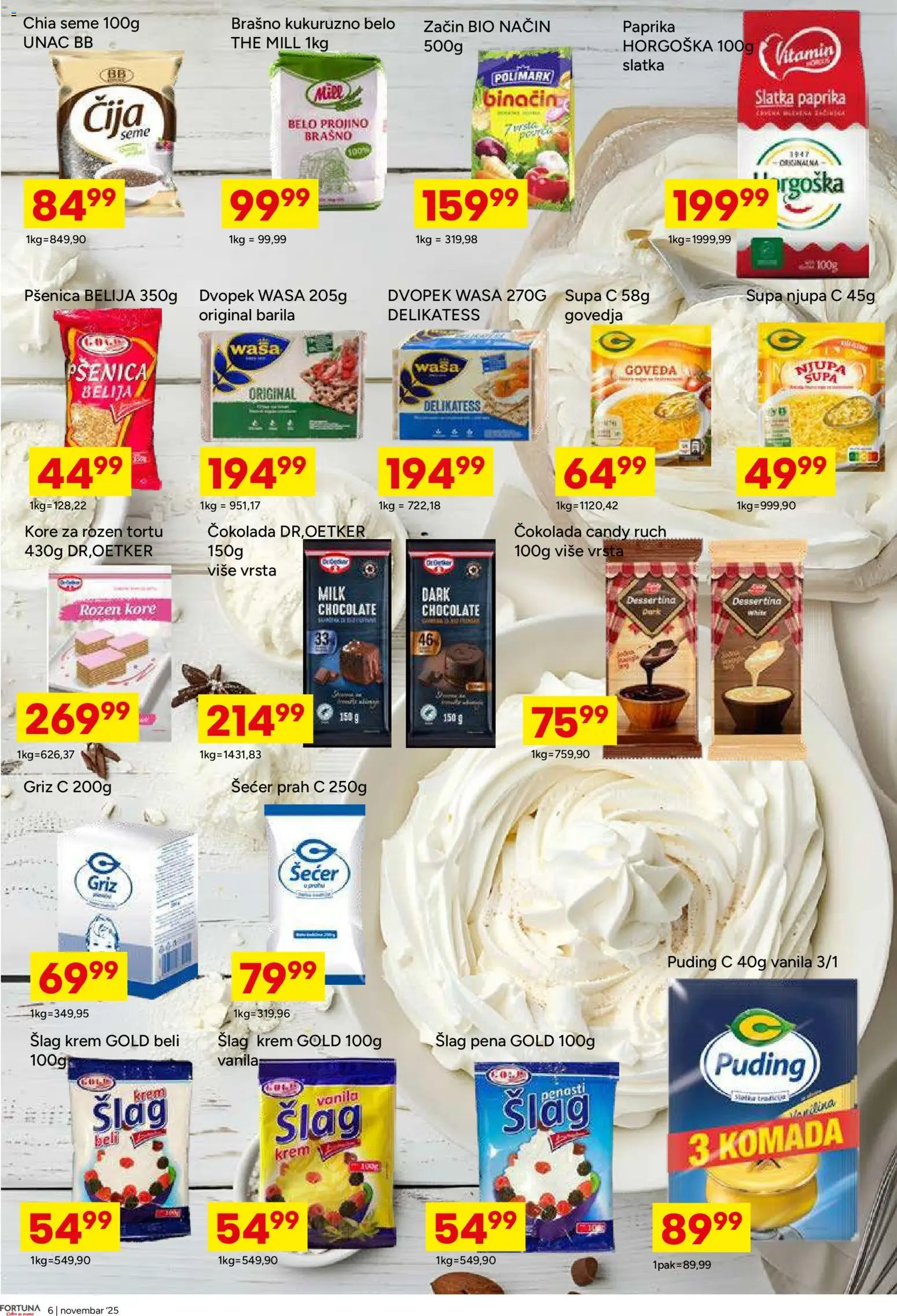 Fortuna Market katalog - važi od 12.11.2025 | Strana: 6 | Proizvode: Paprika, Brašno, Šlag krem, Čokolada