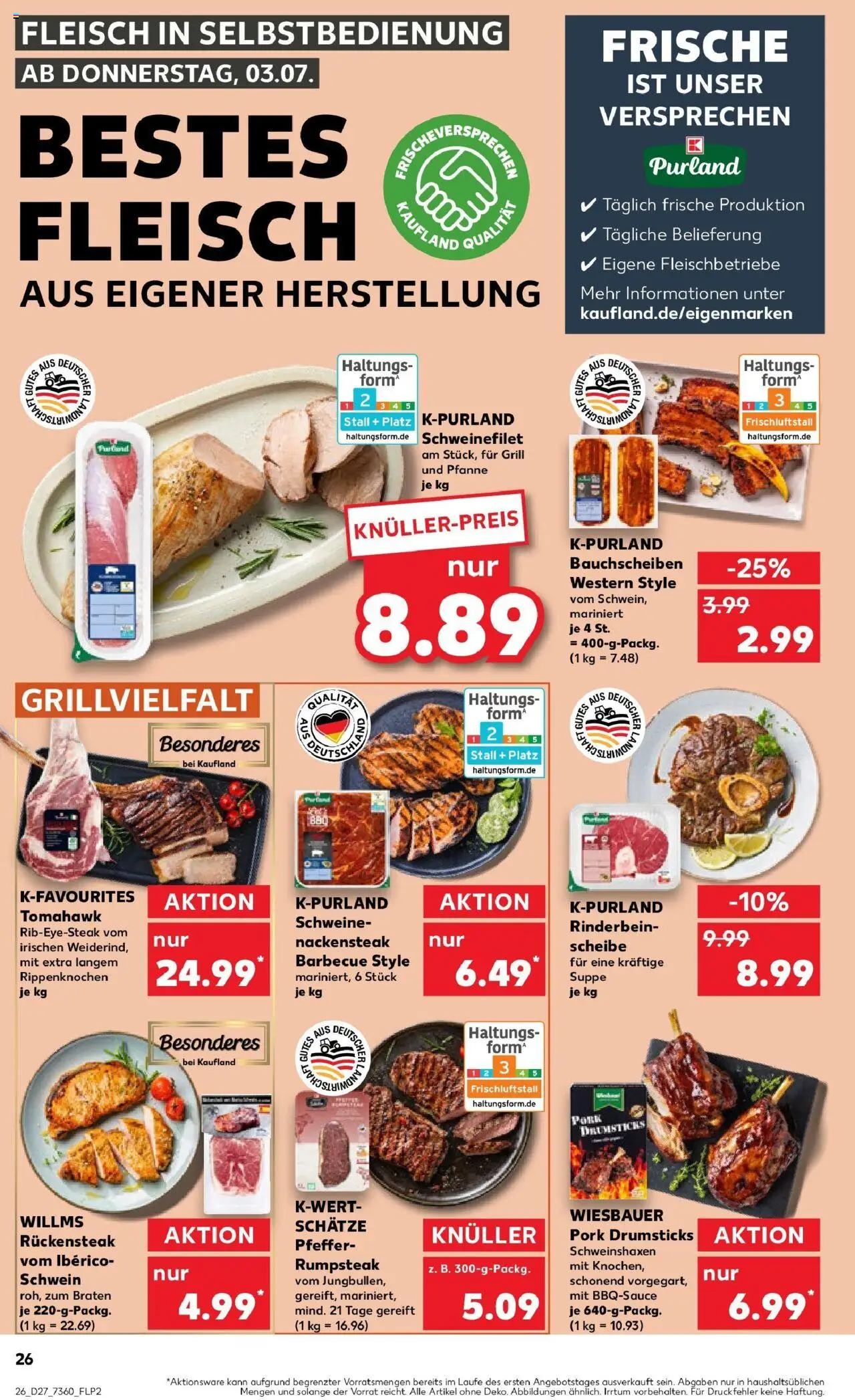 Kaufland prospekt Strausberg	 - gültig ab dem 03.07.2025 | Seite: 26 | Produkte: Rumpsteak, Grill, Schweinefilet, Pfeffer