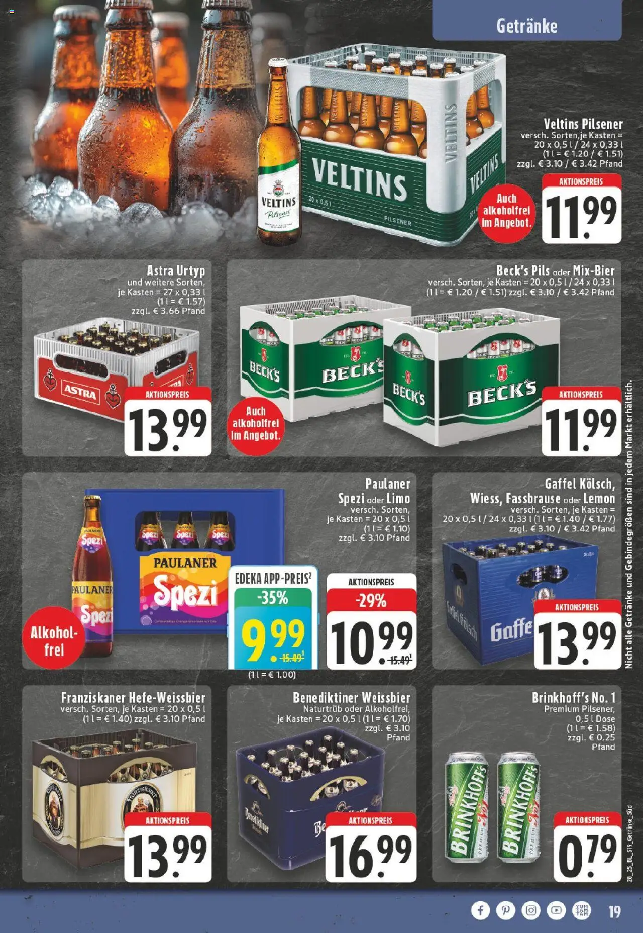 Edeka prospekt Kerpen	 - gültig ab dem 06.07.2025 | Seite: 19 | Produkte: Franziskaner, Weißbier, Paulaner, Veltins