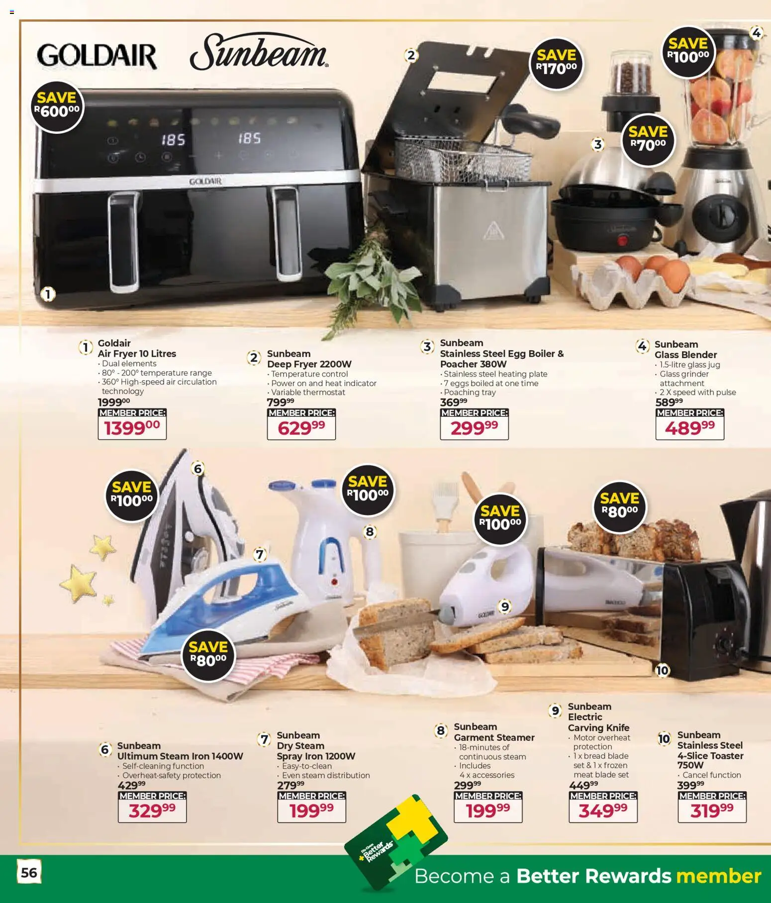 New Dis-Chem catalogue – valid from 29.10.2025 | Page: 56 | Products: Iron, Deep fryer, Air fryer, Eggs