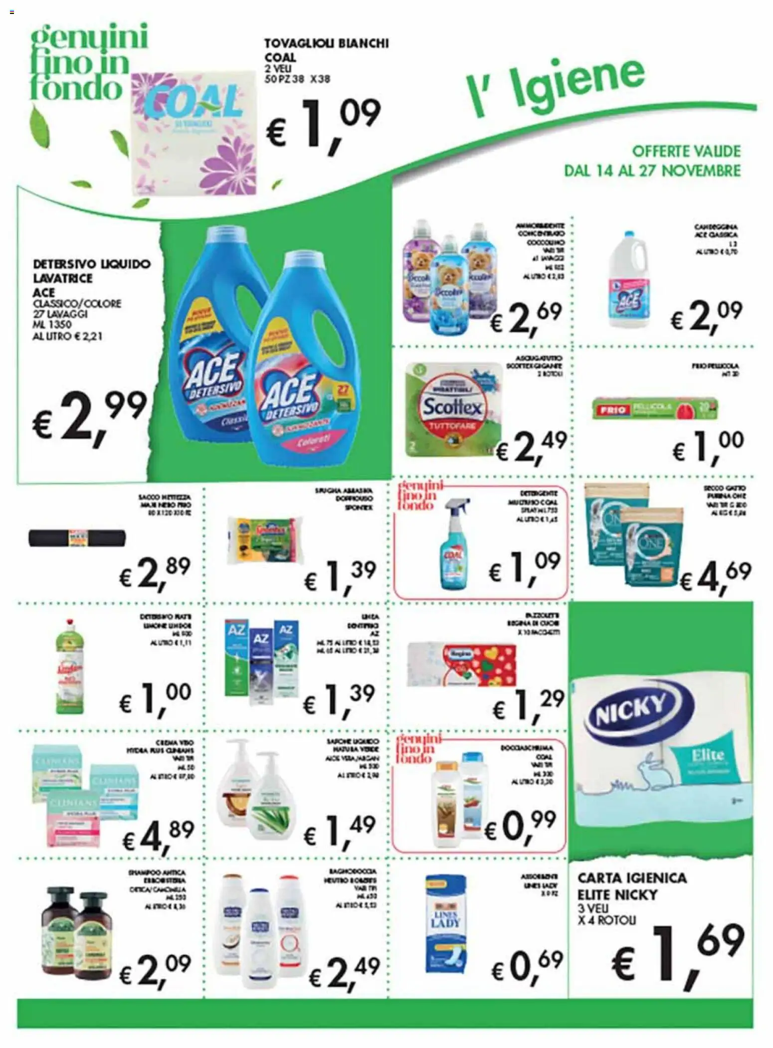 Volantino Coal del 14.11.2025 | Pagina: 14 | Prodotti: Shampoo, Crema, Carta igienica, Lavatrice