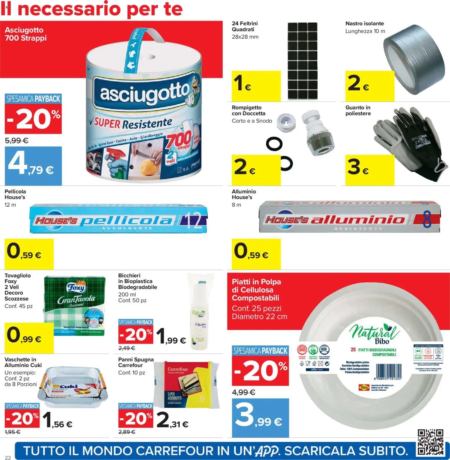 Volantino Carrefour del 21.04.2026 | Pagina: 22 | Prodotti: Pellicola, Alluminio, Feltrini, Vaschette
