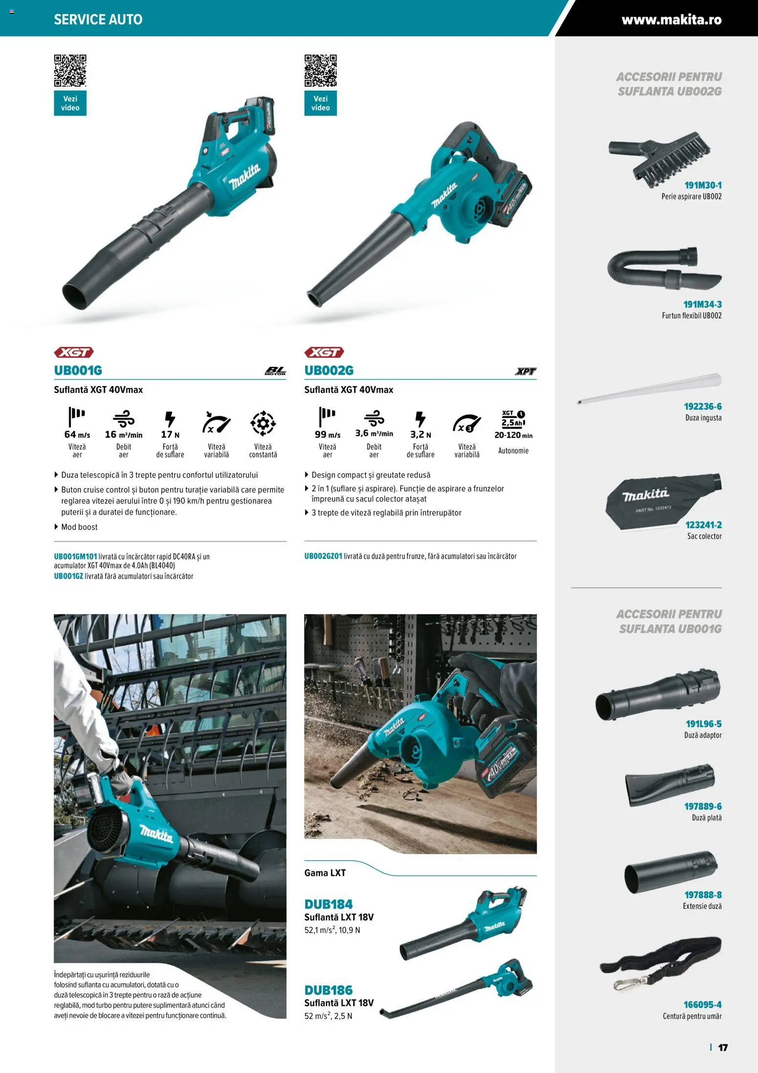 Noul catalog Makita – valabil de la 23.10.2025 | Pagină: 17 | Produse: Încărcător, Suflantă, Adaptor, Perie