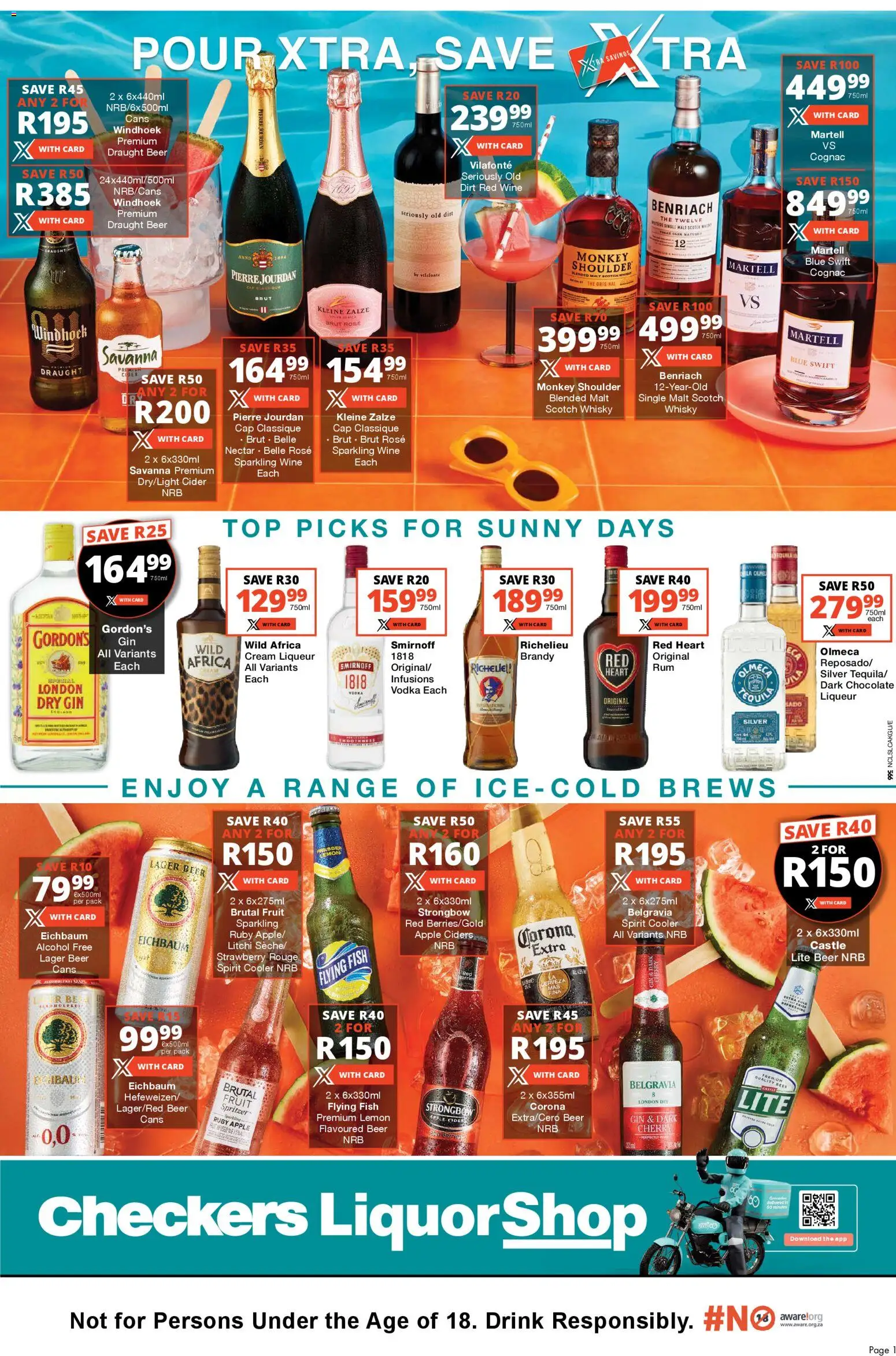 New Checkers catalogue – valid from 23.01.2026 | Page: 1 | Products: Cider, Chocolate, Gin, Fruit
