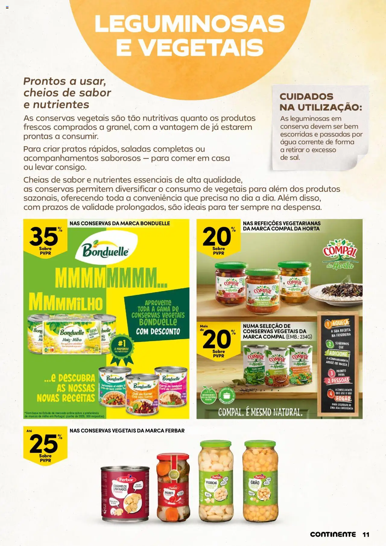 Continente - Conservas e Companhia: Como é bom ter qualidade sempre à mão │ válido de 12.08.2025 | Página: 11 | Produtos: Pratos, Frigideira, Base, Milho