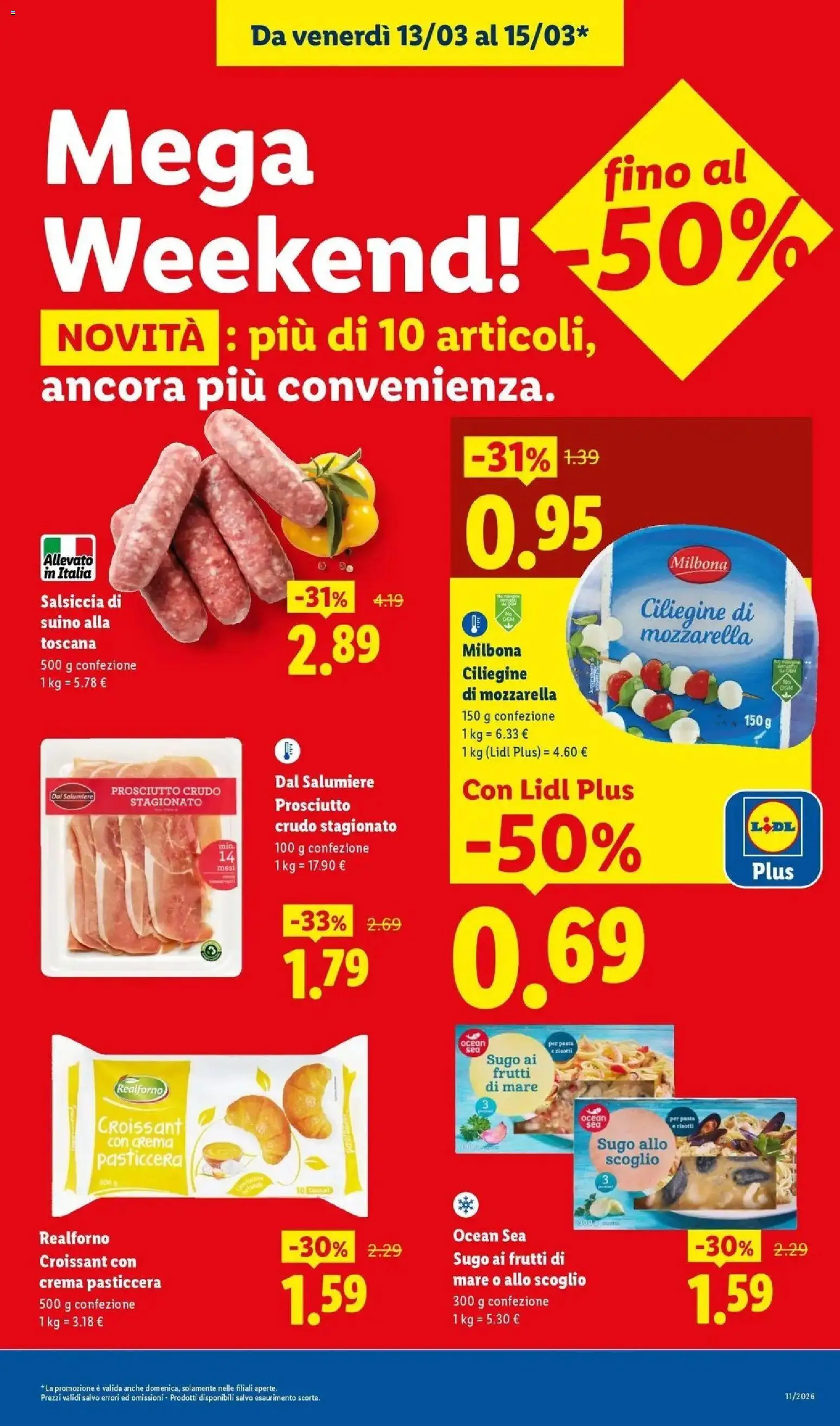Volantino Lidl del 09.03.2026 | Pagina: 48 | Prodotti: Suino, Mozzarella, Pasta, Croissant