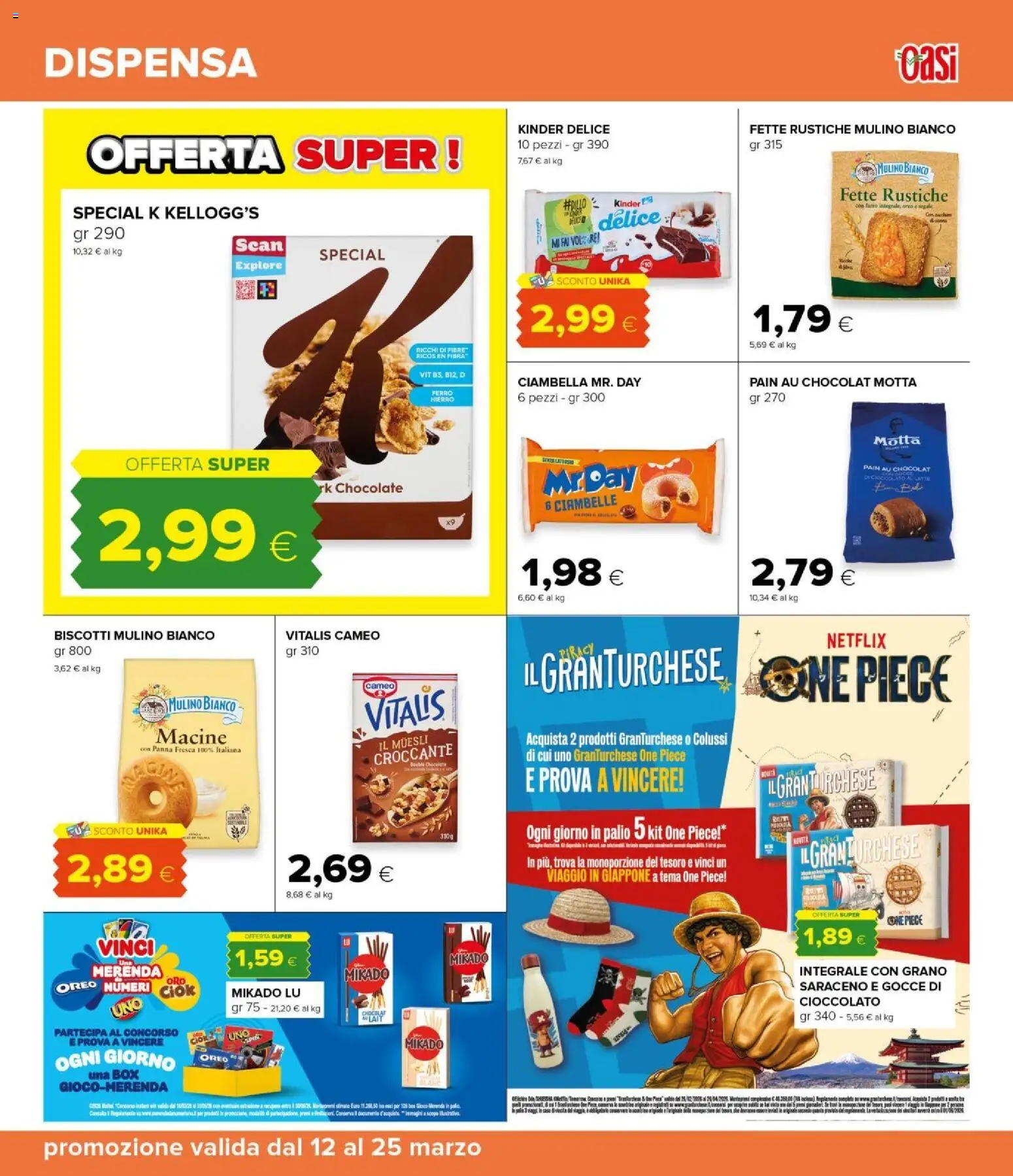Volantino Oasi del 12.03.2026 | Pagina: 23 | Prodotti: Muesli, Cioccolato, Biscotti, Gioco