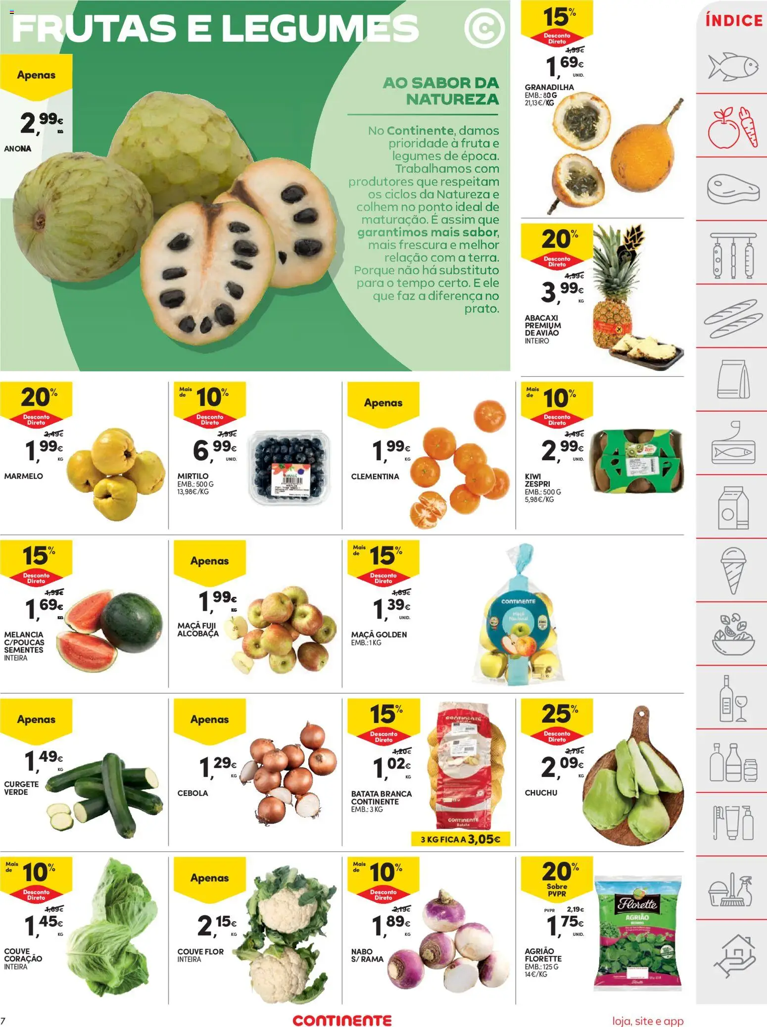 Continente folheto │ válido de 25.11.2025 | Página: 7 | Produtos: Curgete, Abacaxi, Kiwi, Couve