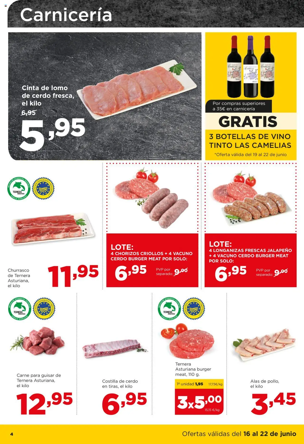 Alimerka folleto Asturias │ válido desde el 16.06.2025 | Página: 4 | Productos: Vino, Cerdo, Costilla de cerdo