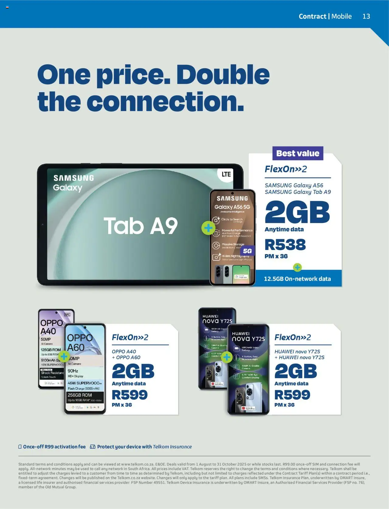 New Telkom catalogue – valid from 01.08.2025 | Page: 13 | Products: Sim, Camera, Light, Water