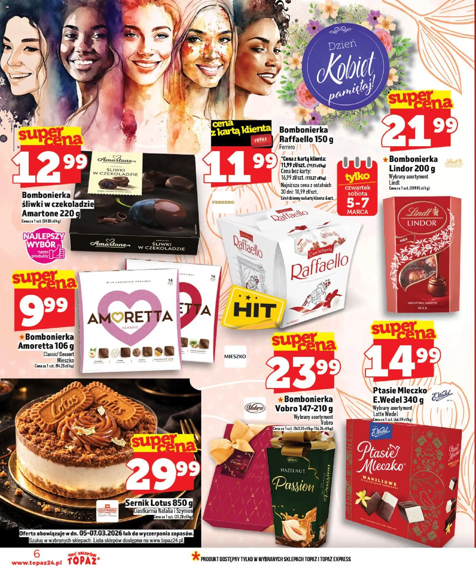 Topaz gazetka - Ceny małe na stałe od 05.03.2026 | Strona: 6 | Produkty: Karta, Śliwki w czekoladzie, Śliwki, Ptasie mleczko