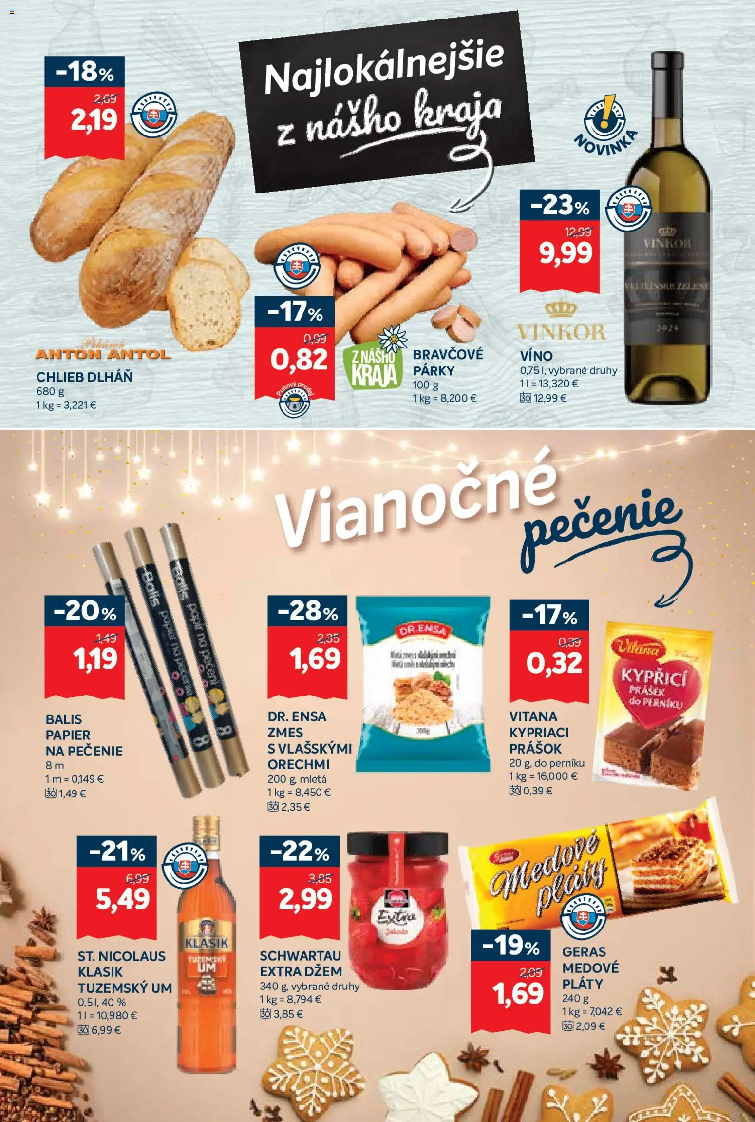 Nové Kraj akcie – leták je platný od 27.11.2025 | Strana: 5 | Produkty: Chlieb, Víno, Párky
