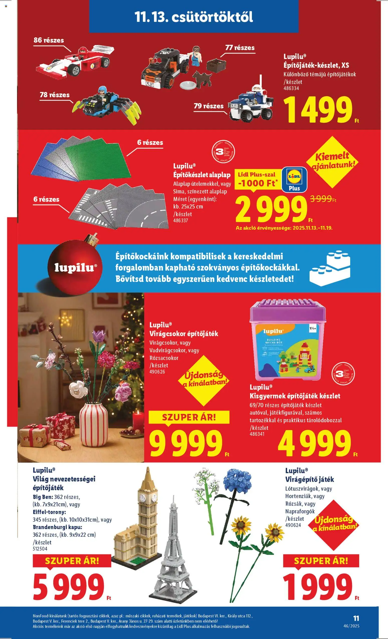 Lidl akciós ujság - amely érvényes a következő dátumtól: 13.11.2025 | Oldal: 11 | Termékek: Játék, Játékok, Kapu, Létra