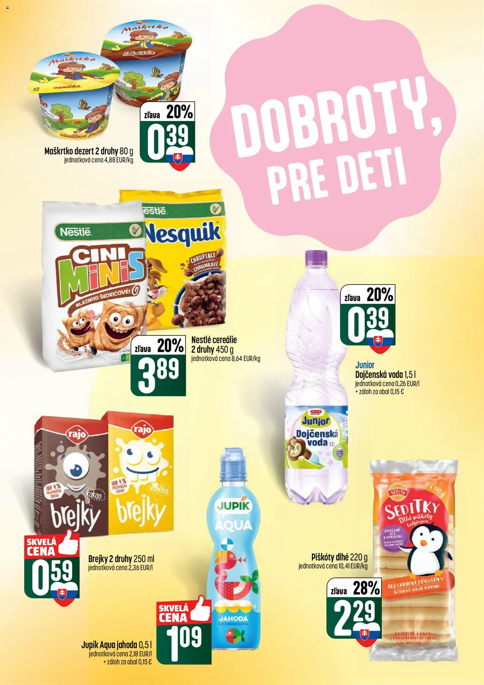 Nové COOP Jednota akcie – leták je platný od 22.01.2026 | Strana: 27 | Produkty: Cini Minis, Cereálie, Voda, Nesquik