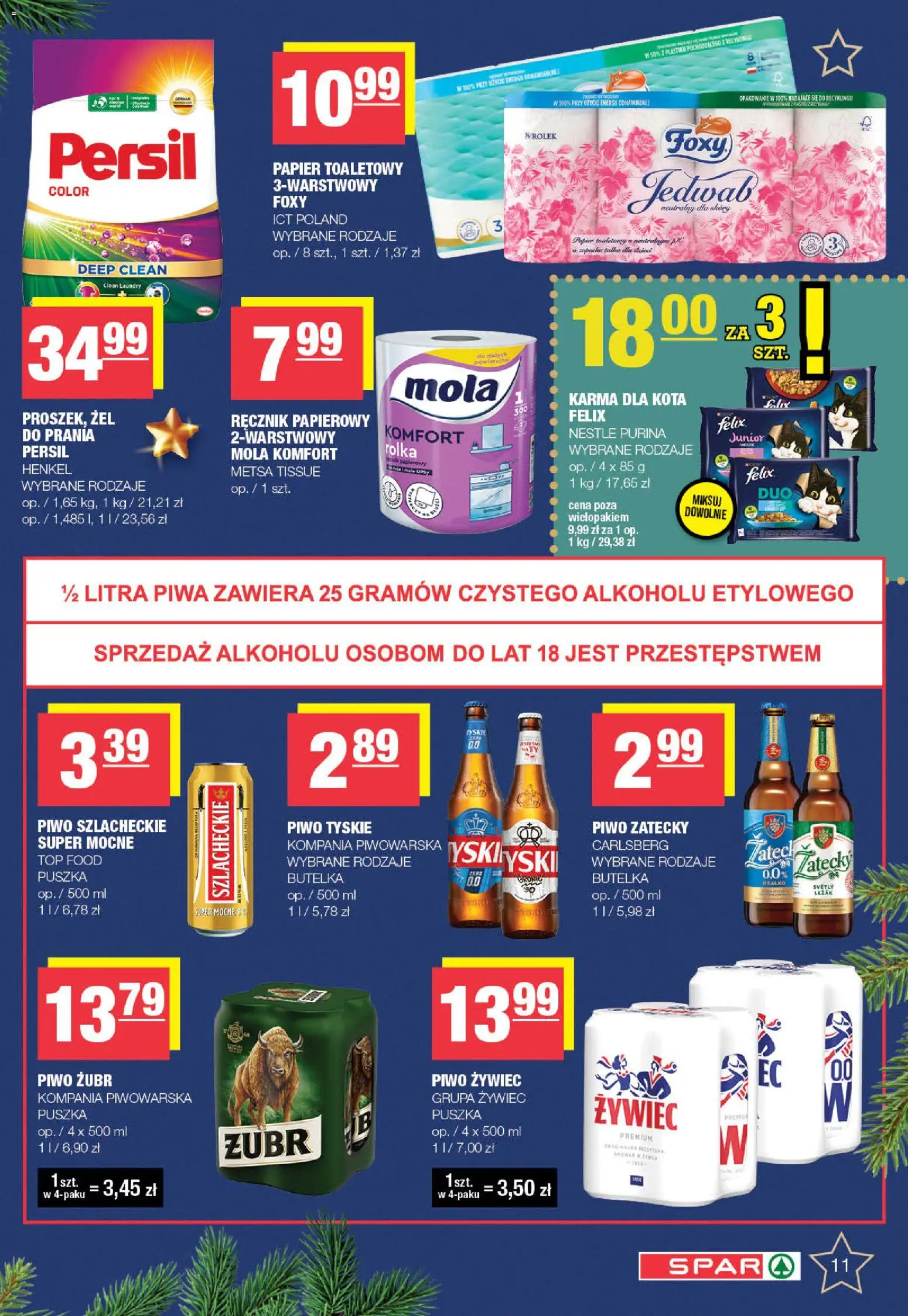 Spar Gazetka od 08.12.2025 | Strona: 11 | Produkty: Top, Leżak, Karma dla kota, Ręcznik papierowy