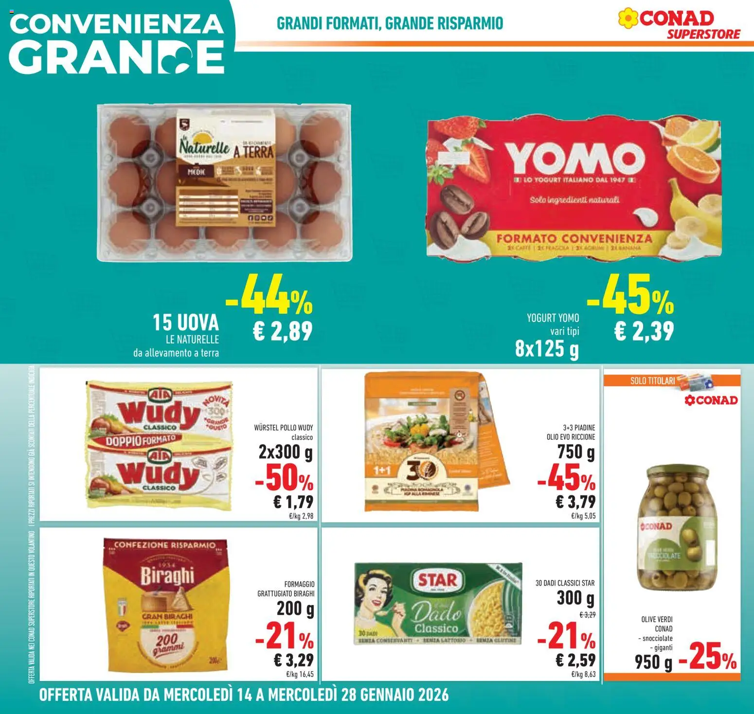 Volantino Conad del 14.01.2026 | Pagina: 6 | Prodotti: Pollo, Formaggio, Olive, Terra