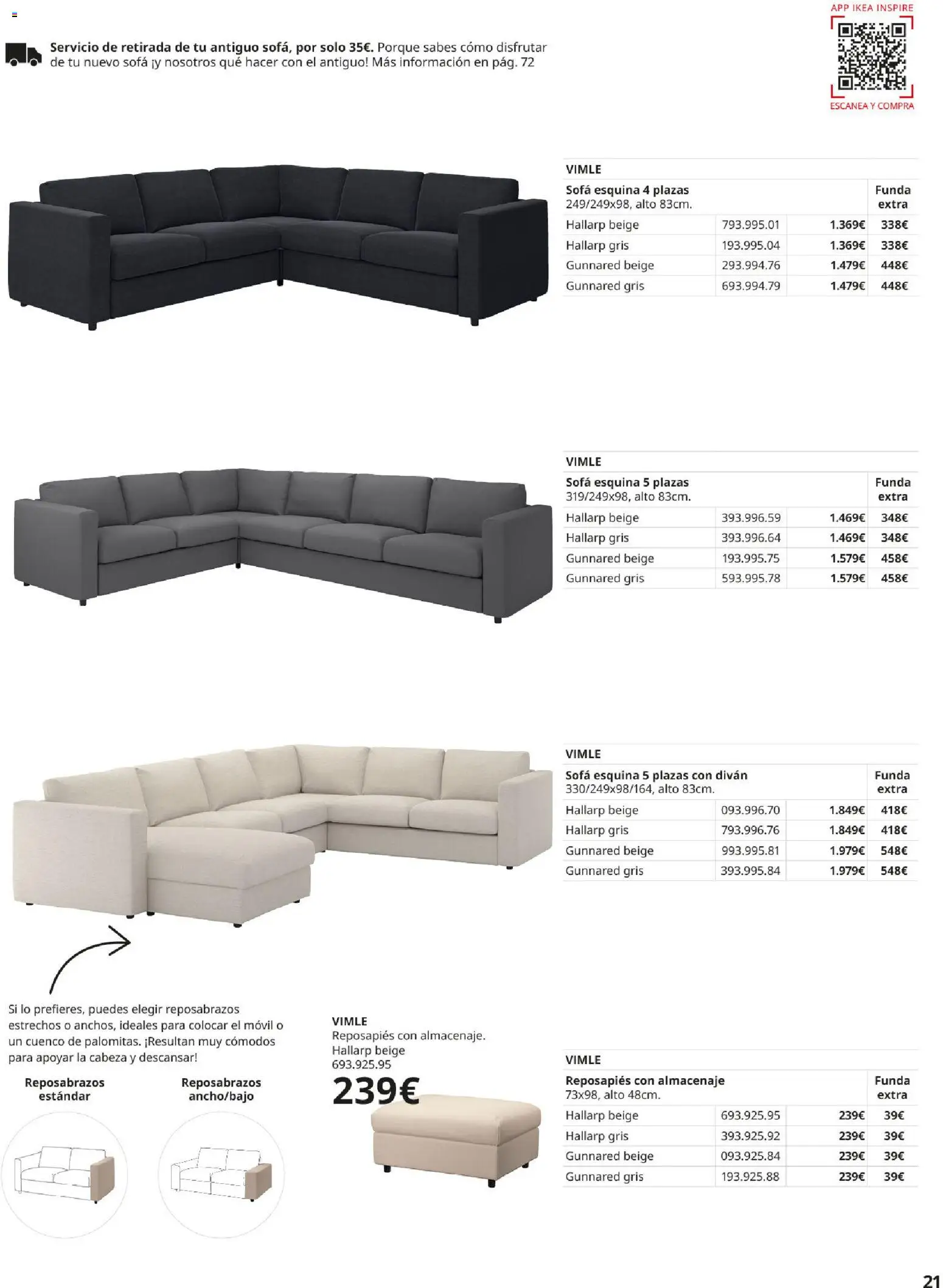 Catálogo IKEA Sofás │ válido desde el 02.12.2025 | Página: 21 | Productos: Reposapiés, Funda, Almacenaje, Sofá