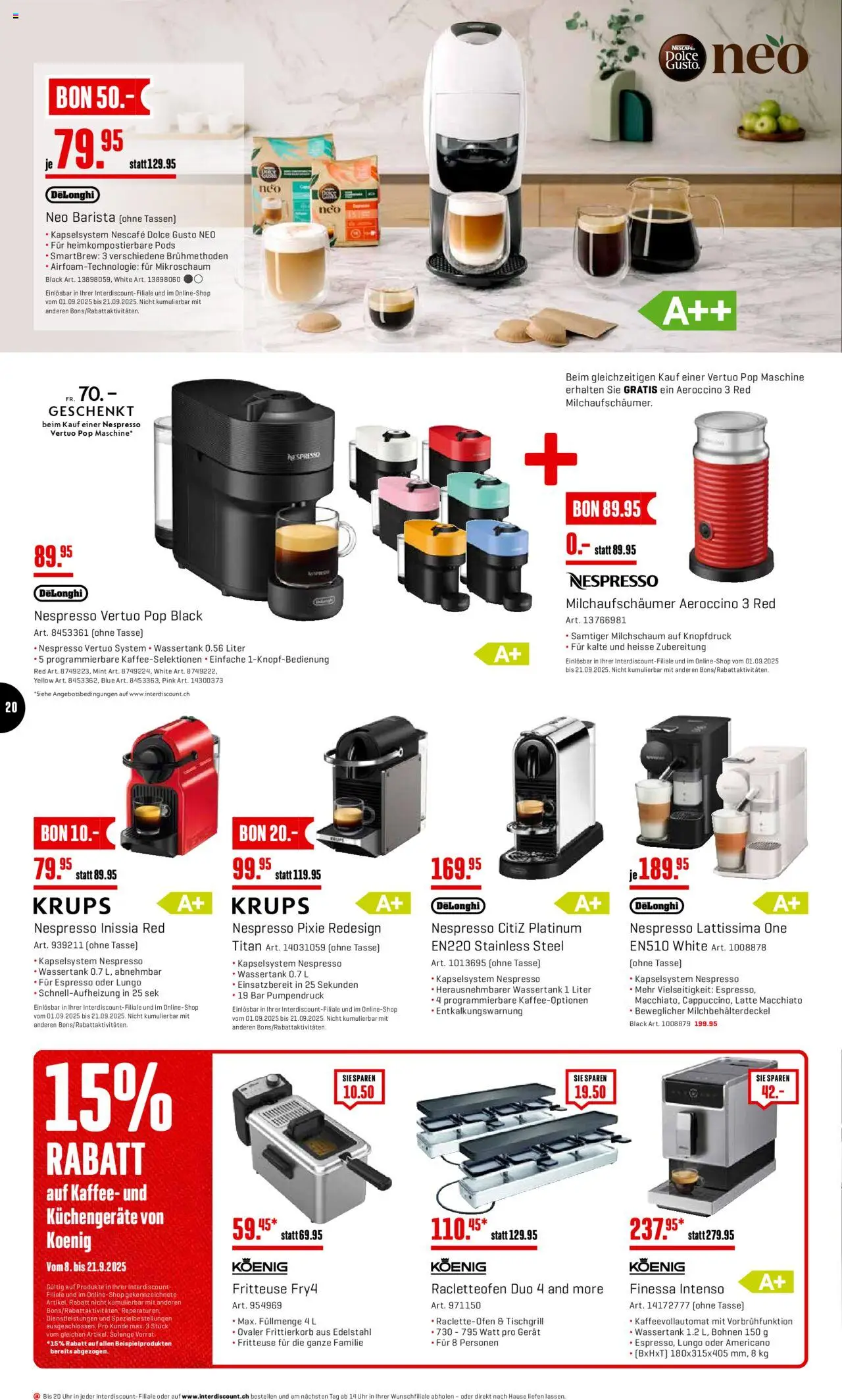 Interdiscount Aktionen Brand Love – gültig ab 08.09.2025 | Seite: 20 | Produkte: Krups, Kaffee, Kaffeevollautomat, Fritteuse