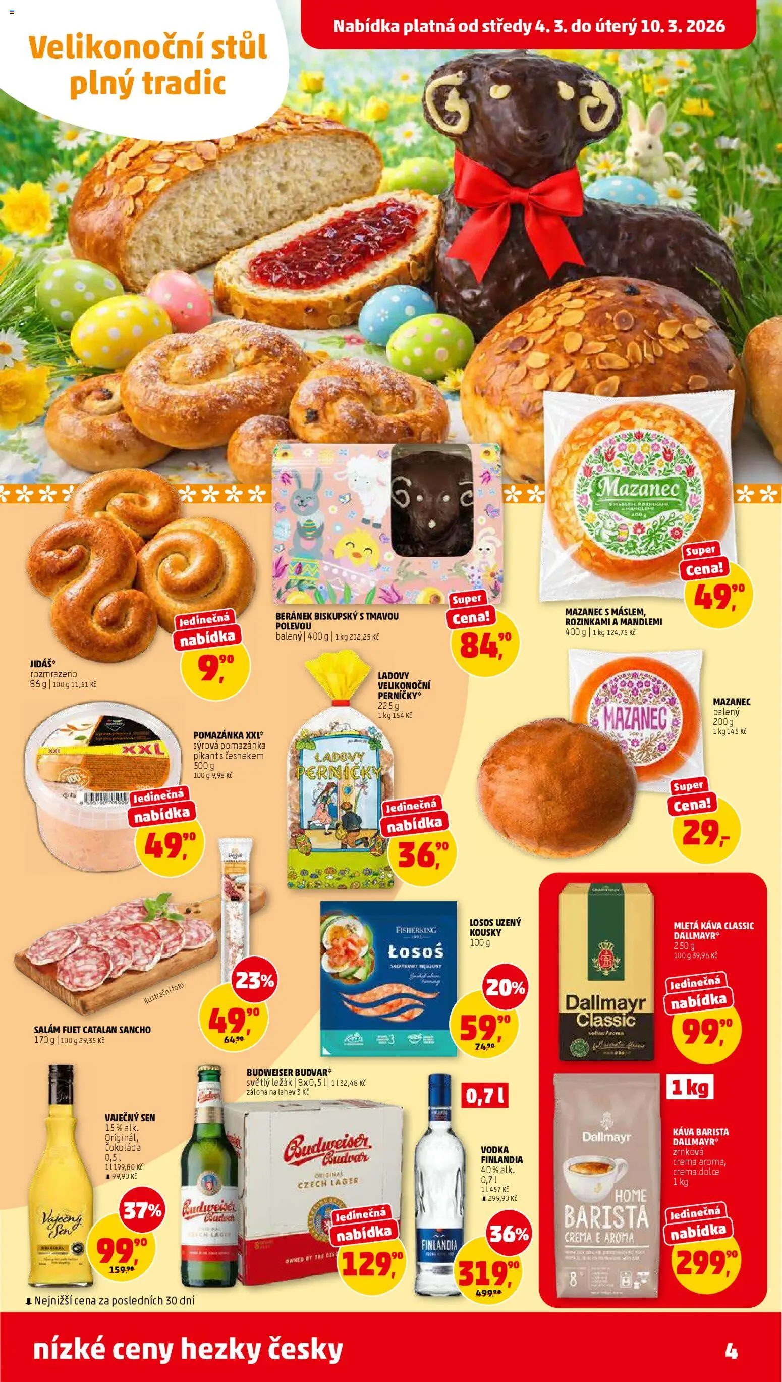 Penny Market leták od 04.03.2026 | Strana: 4 | Produkty: Salám, Crema, Mazanec, Mletá káva