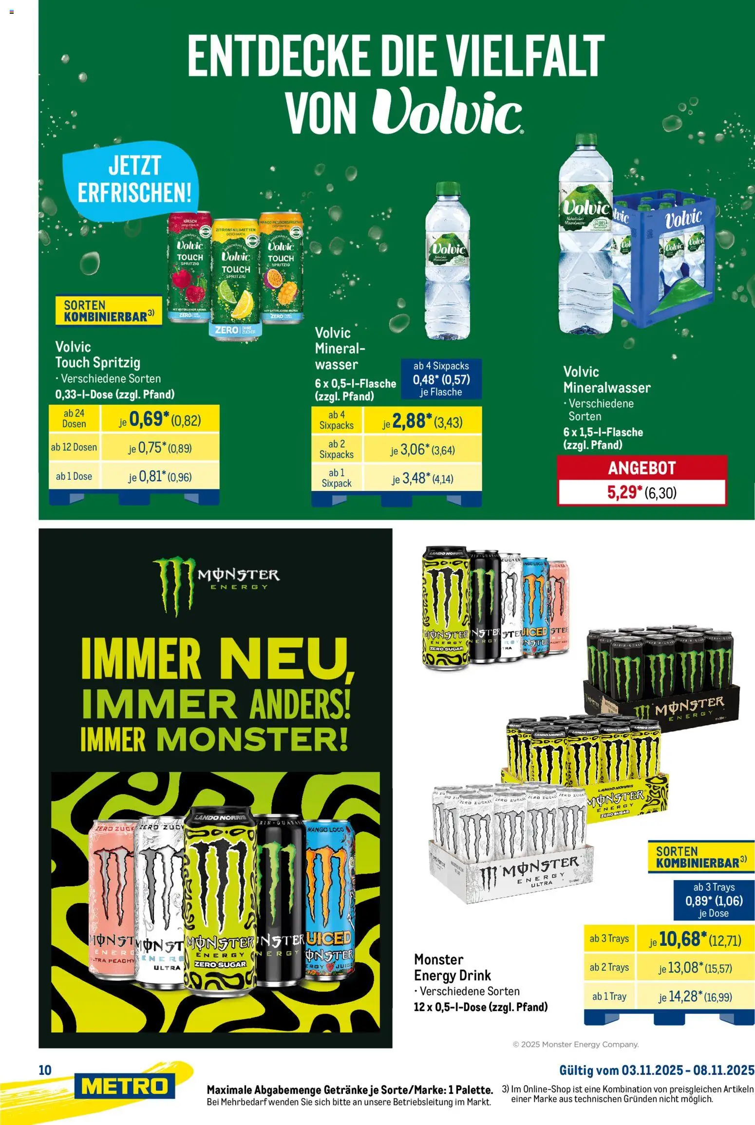 Metro Starke Marken – gültig ab 03.11.2025 | Seite: 10 | Produkte: Limetten, Monster, Wasser, Zitronen