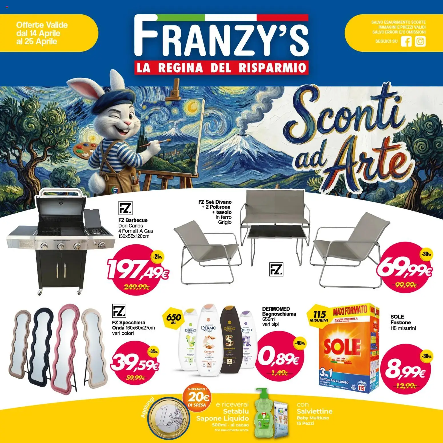 Volantino Franzy's del 14.04.2026 | Pagina: 1 | Prodotti: Barbecue, Cacao, Divano, Tavolo
