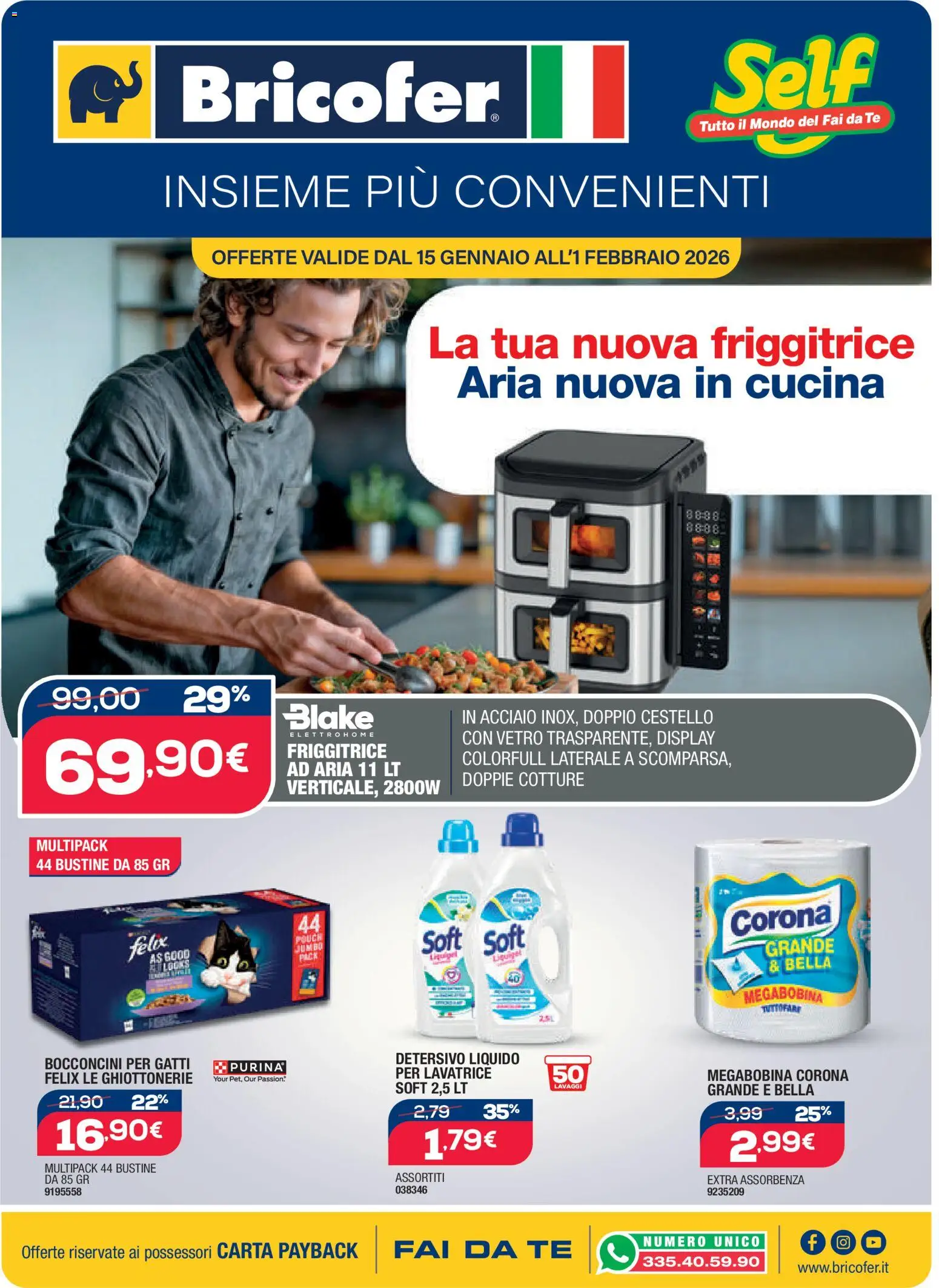 Volantino Bricofer del 15.01.2026 | Pagina: 9 | Prodotti: Tè, Lavatrice, Friggitrice