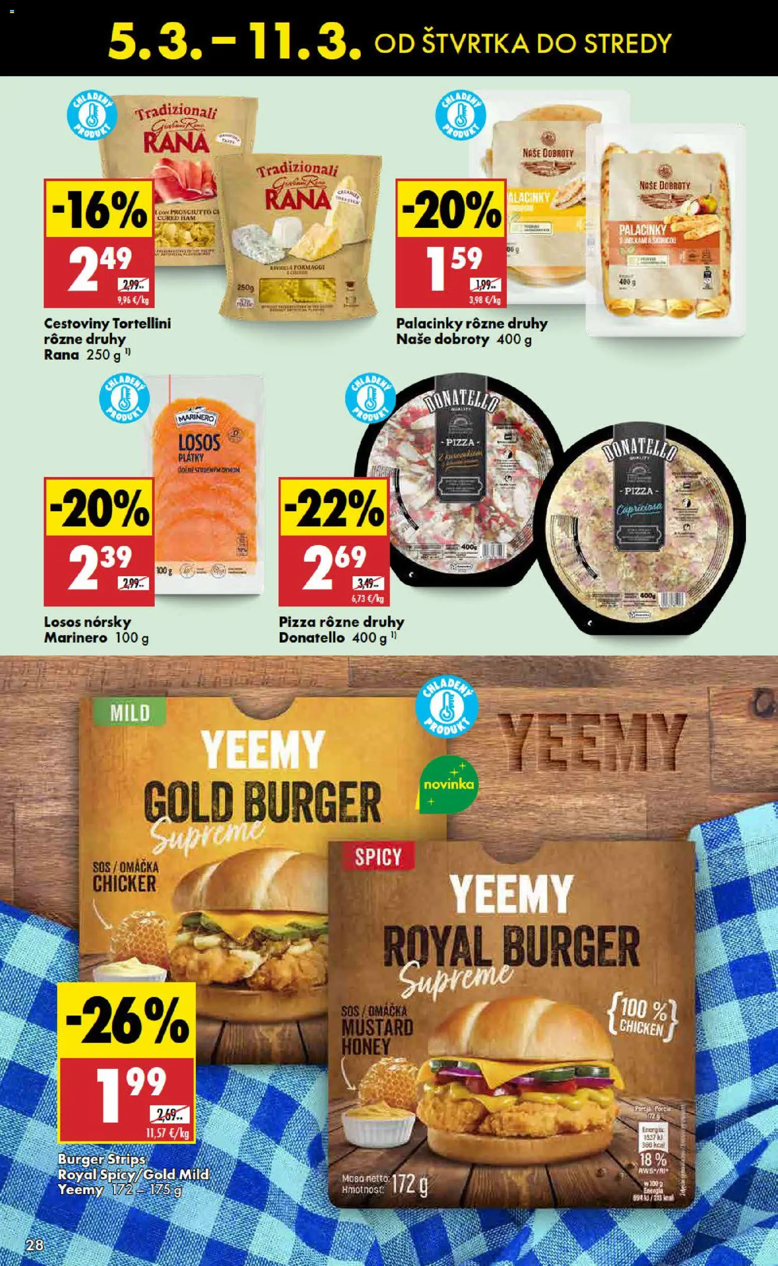 Nové Biedronka akcie – leták je platný od 05.03.2026 | Strana: 28 | Produkty: Pizza, Cestoviny, Losos, Omáčka