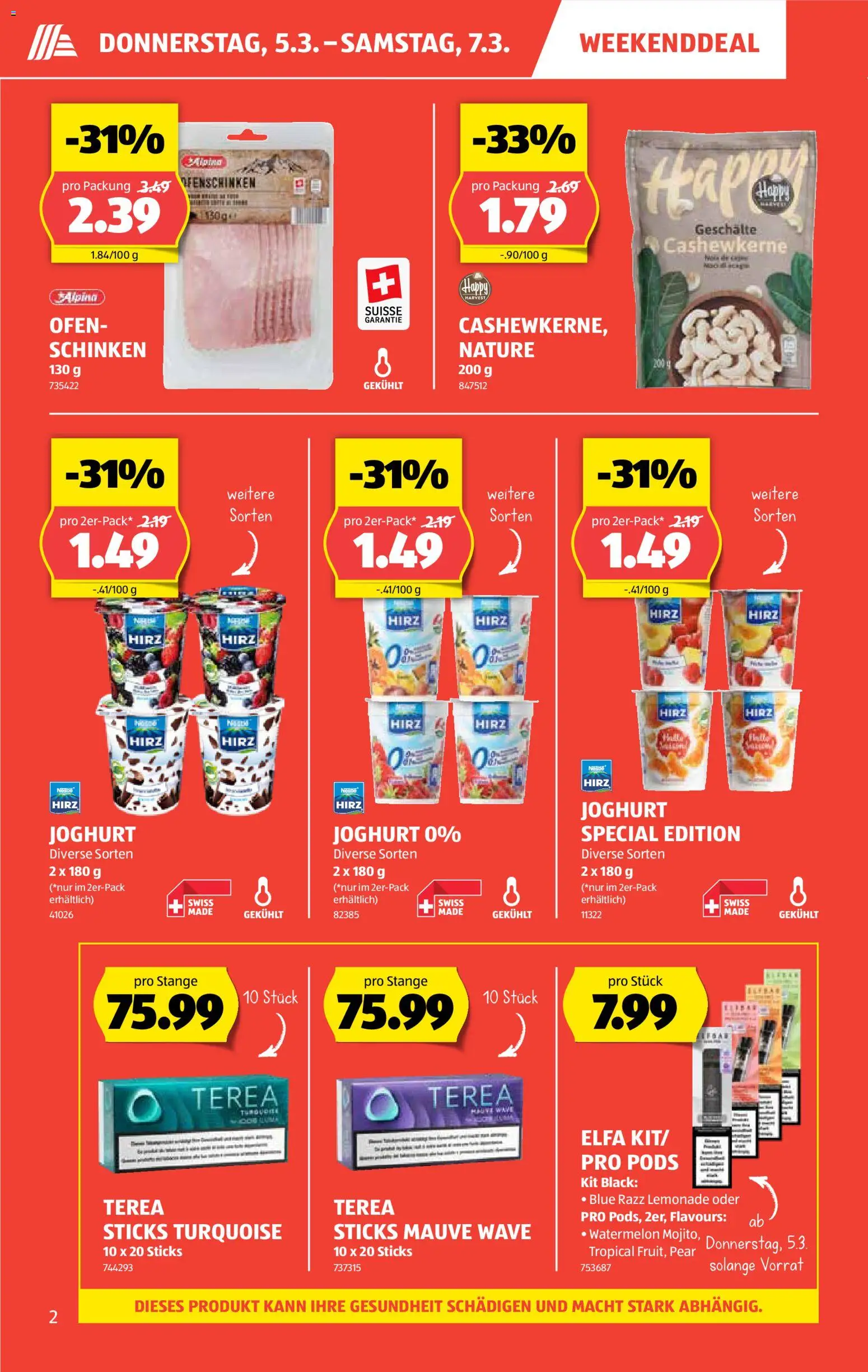 Aldi Aktionen – gültig ab 05.03.2026 | Seite: 3 | Produkte: Joghurt, Schinken, Ofen