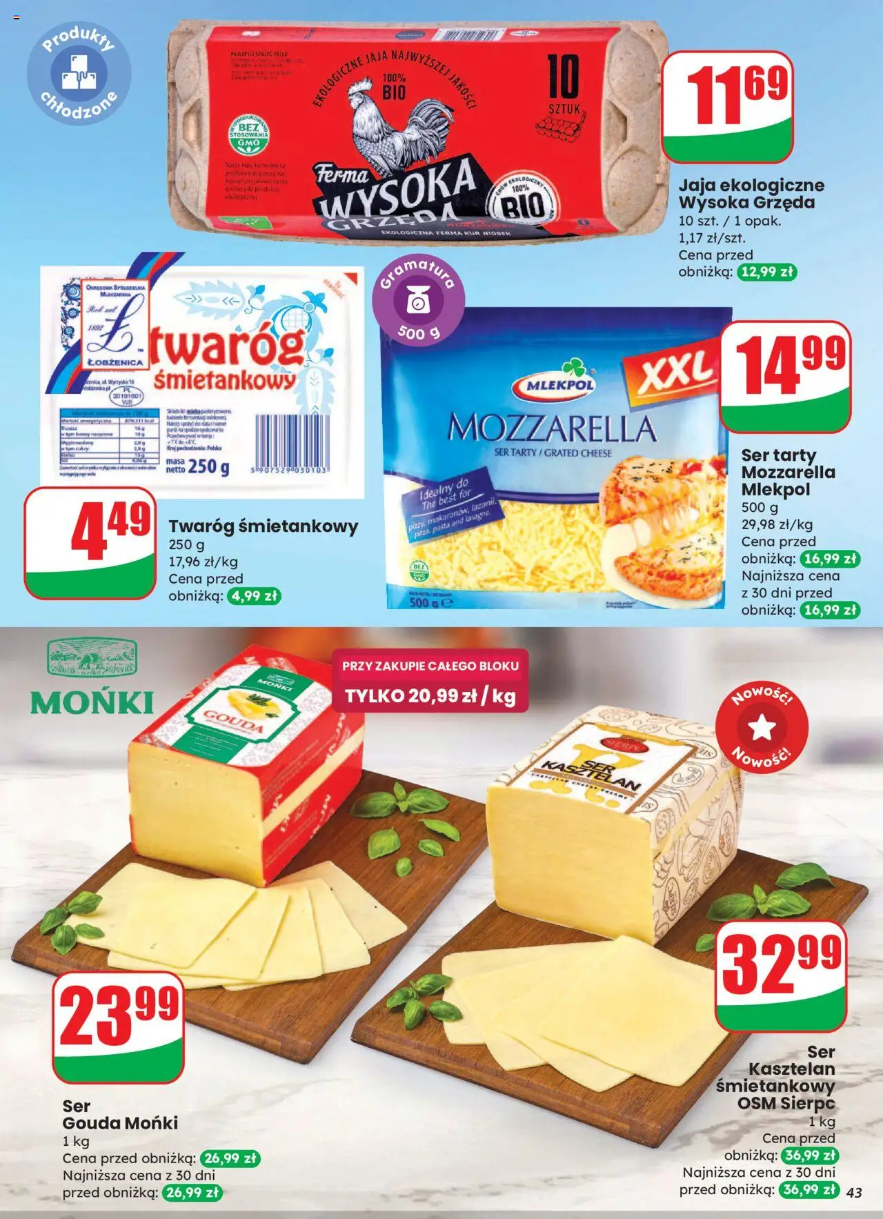 Dino Gazetka od 27.08.2025 | Strona: 43 | Produkty: Ser, Mozzarella, Jaja, Ser gouda