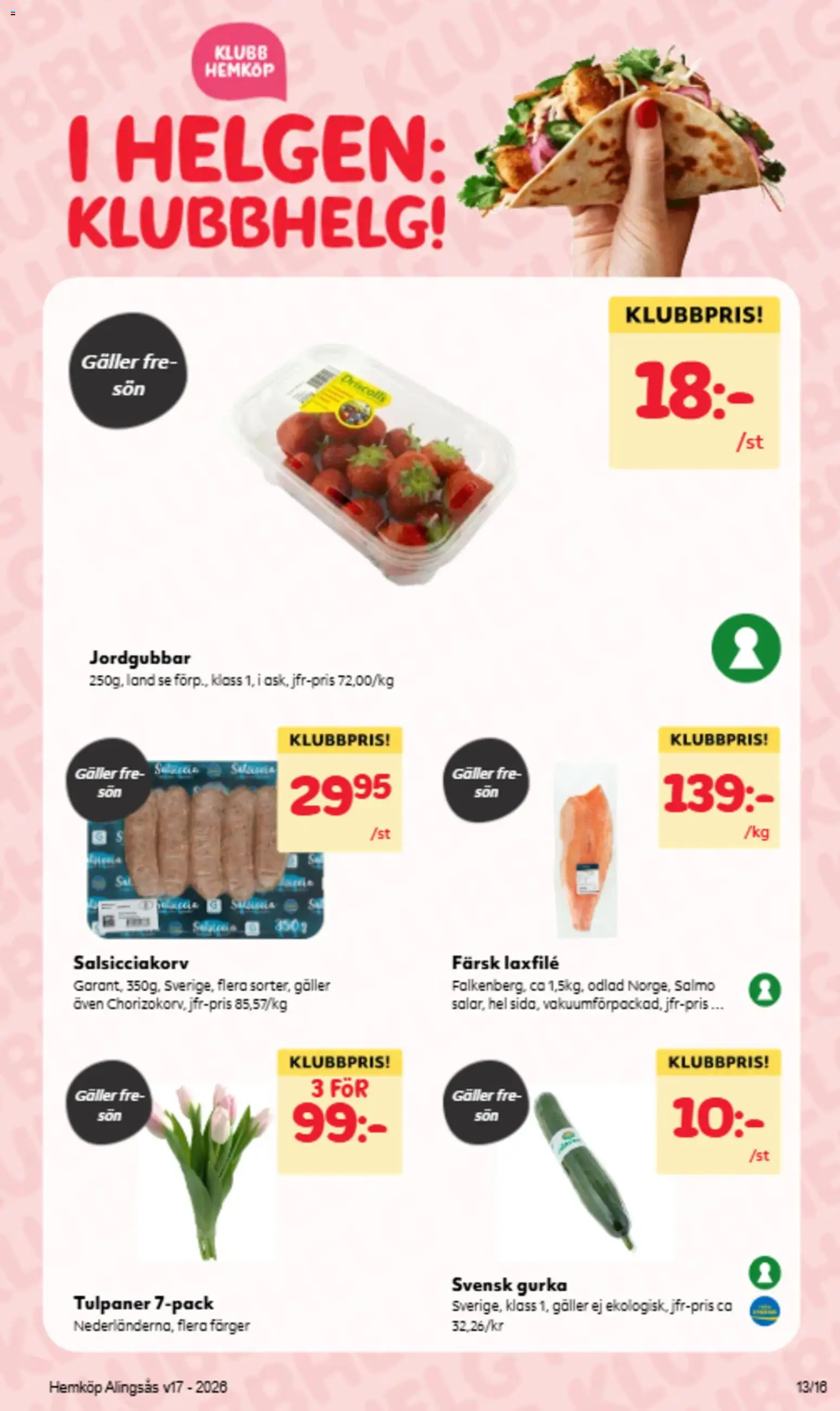 Hemköp reklamblad aktuell från 20.04.2026 | Sida: 13 | Produkter: Galler, Jordgubbar, Gurka
