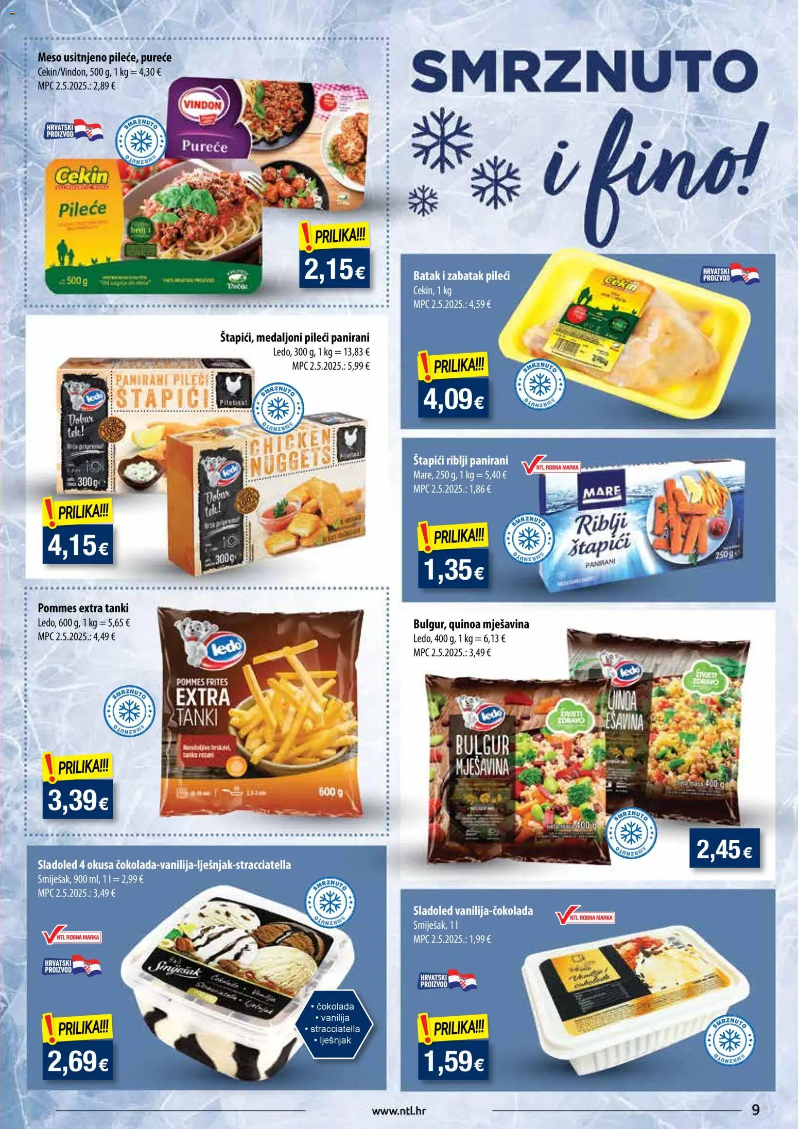 NTL katalog | vrijedi od 26.11.2025 | Stranica: 9 | Proizvodi: Meso, Sladoled, Štapići, Bulgur