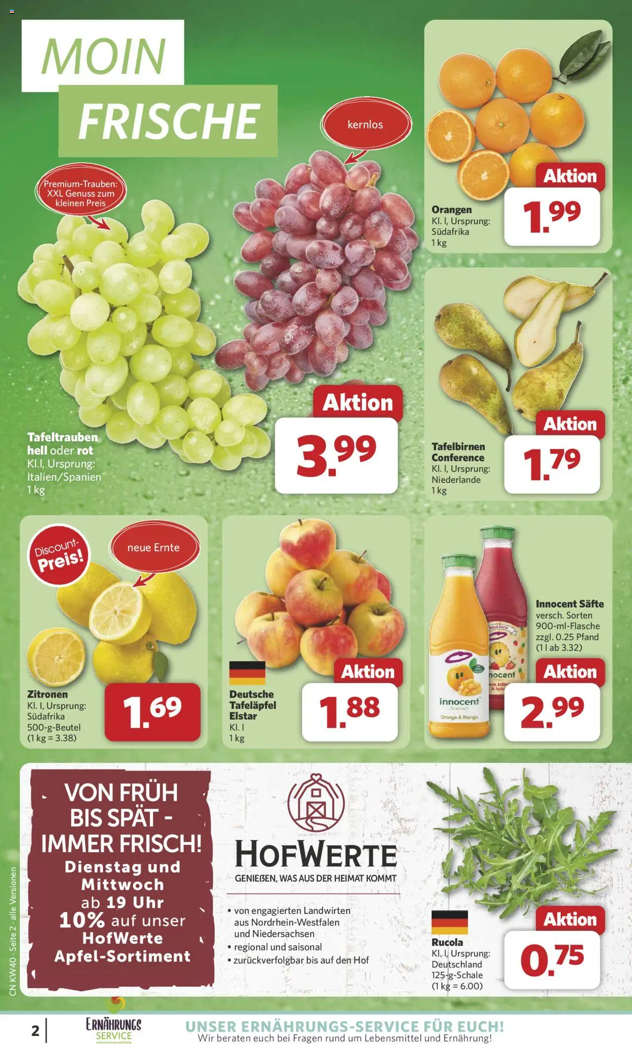 Combi Prospekt 	 – gültig ab 29.09.2025 | Seite: 2 | Produkte: Rucola, Äpfel, Uhr, Zitronen