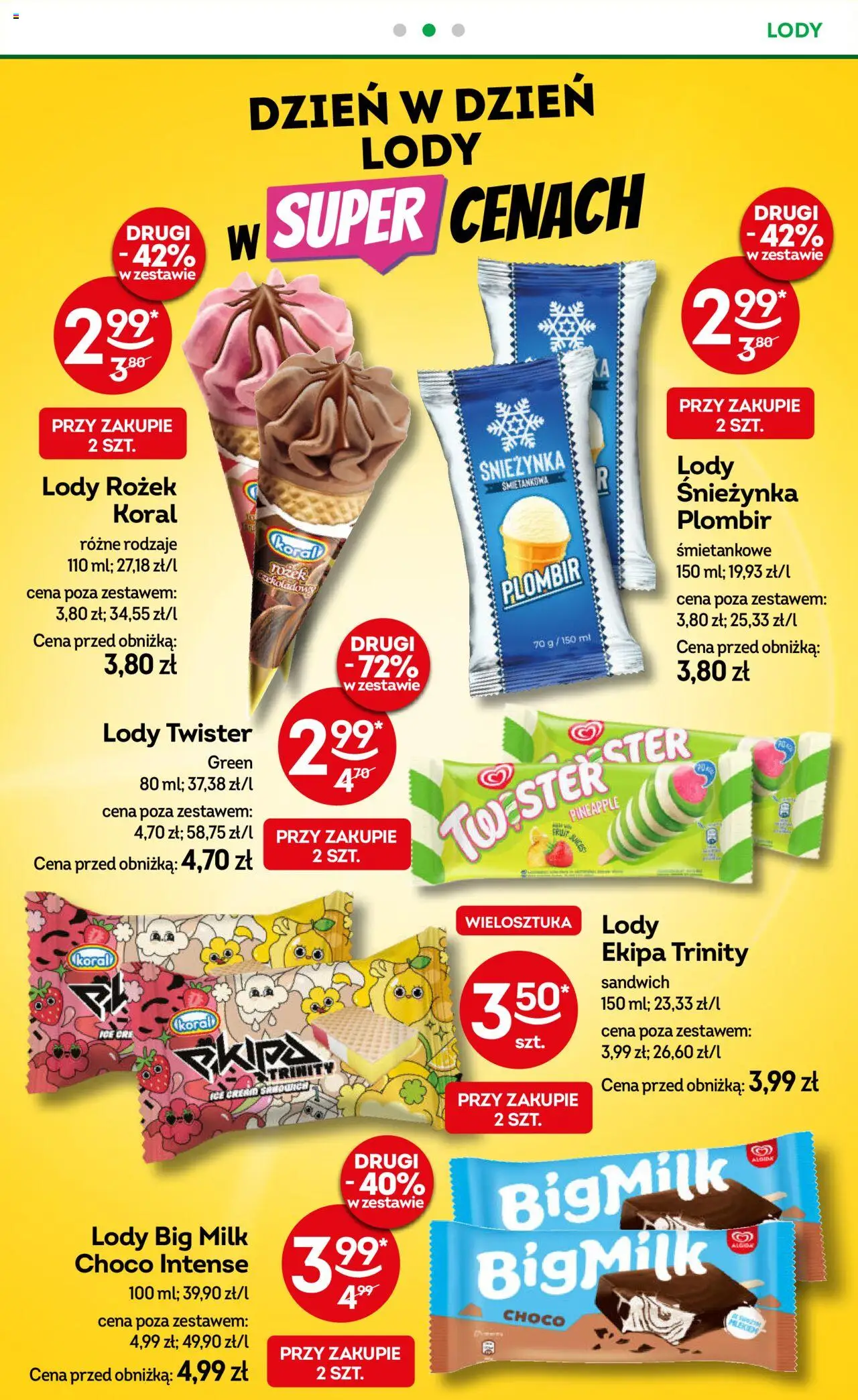 Żabka Gazetka od 18.06.2025 | Strona: 42 | Produkty: Sandwich, Big Milk, Lody
