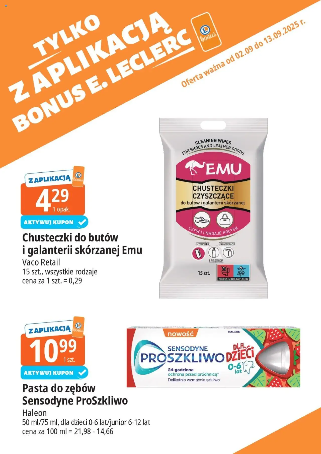 E.Leclerc Gazetka - Tychy kupony dodatkowe od 02.09.2025 | Strona: 10 | Produkty: Pasta do zębów