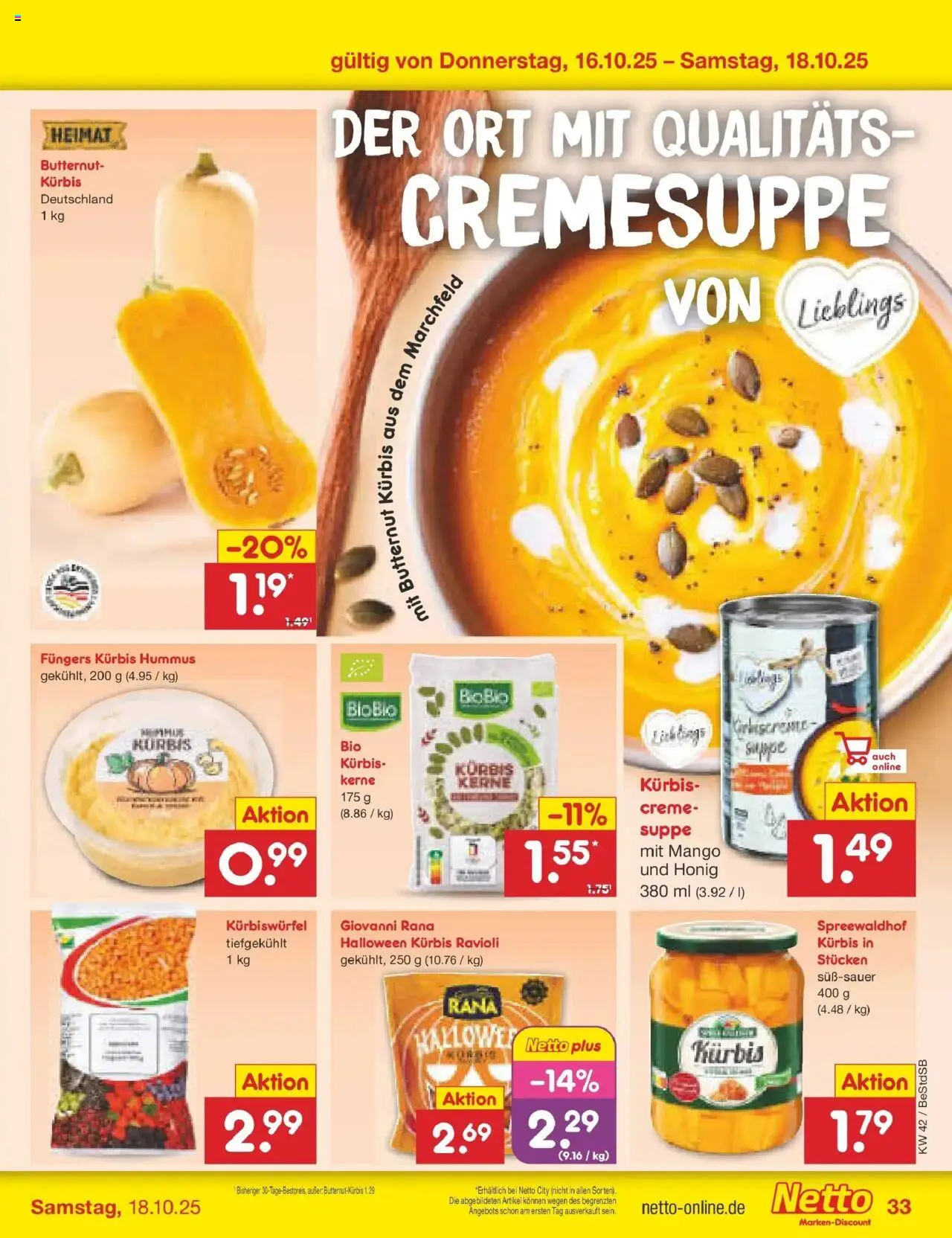 Netto Marken-Discount Prospekt 	 – gültig ab 13.10.2025 | Seite: 39 | Produkte: Creme, Mango, Kürbis