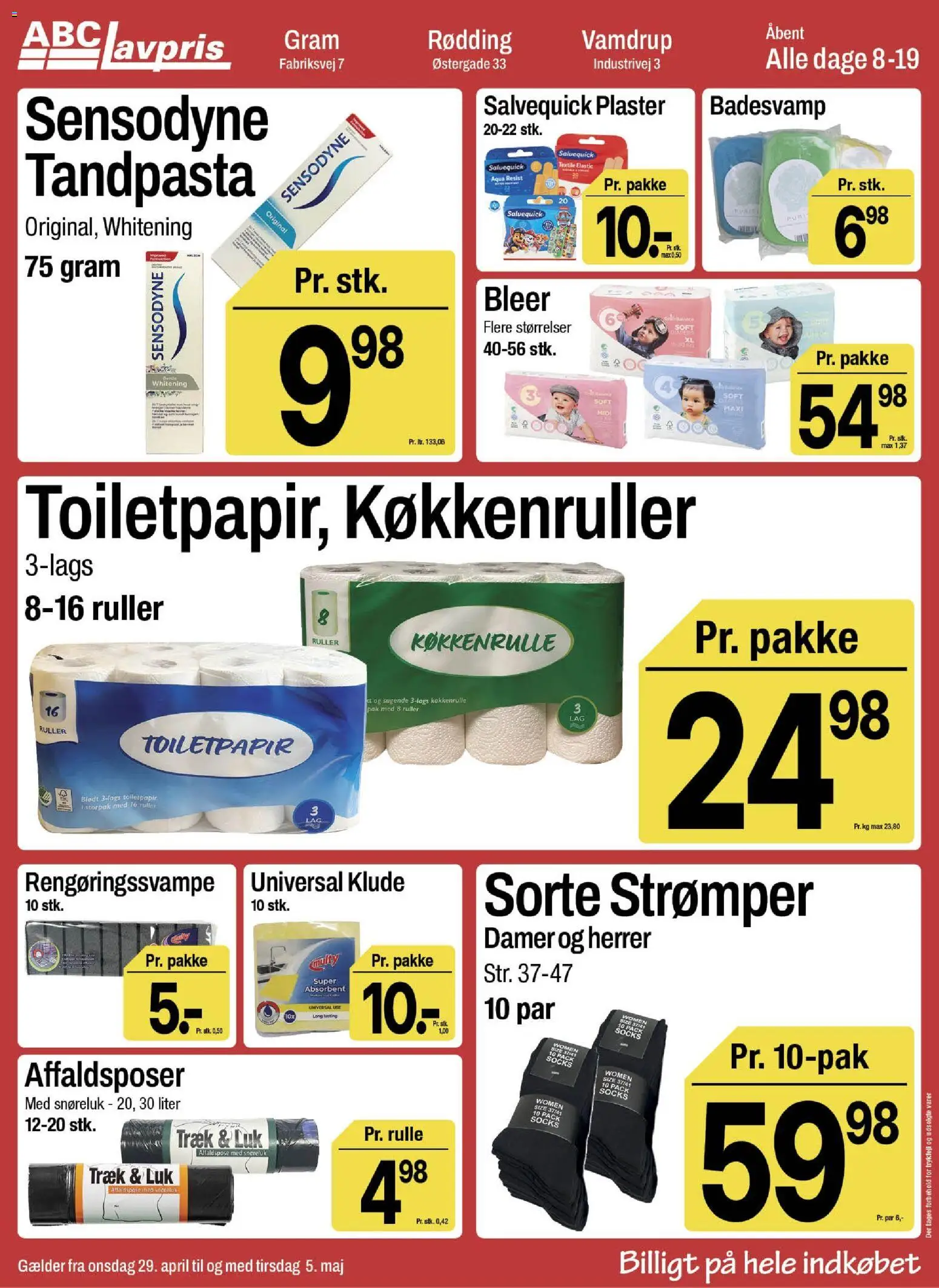 Abc Lavpris tilbudsavis – gyldig fra 29.04.2026 | Side: 15 | Produkter: Tandpasta, Strømper