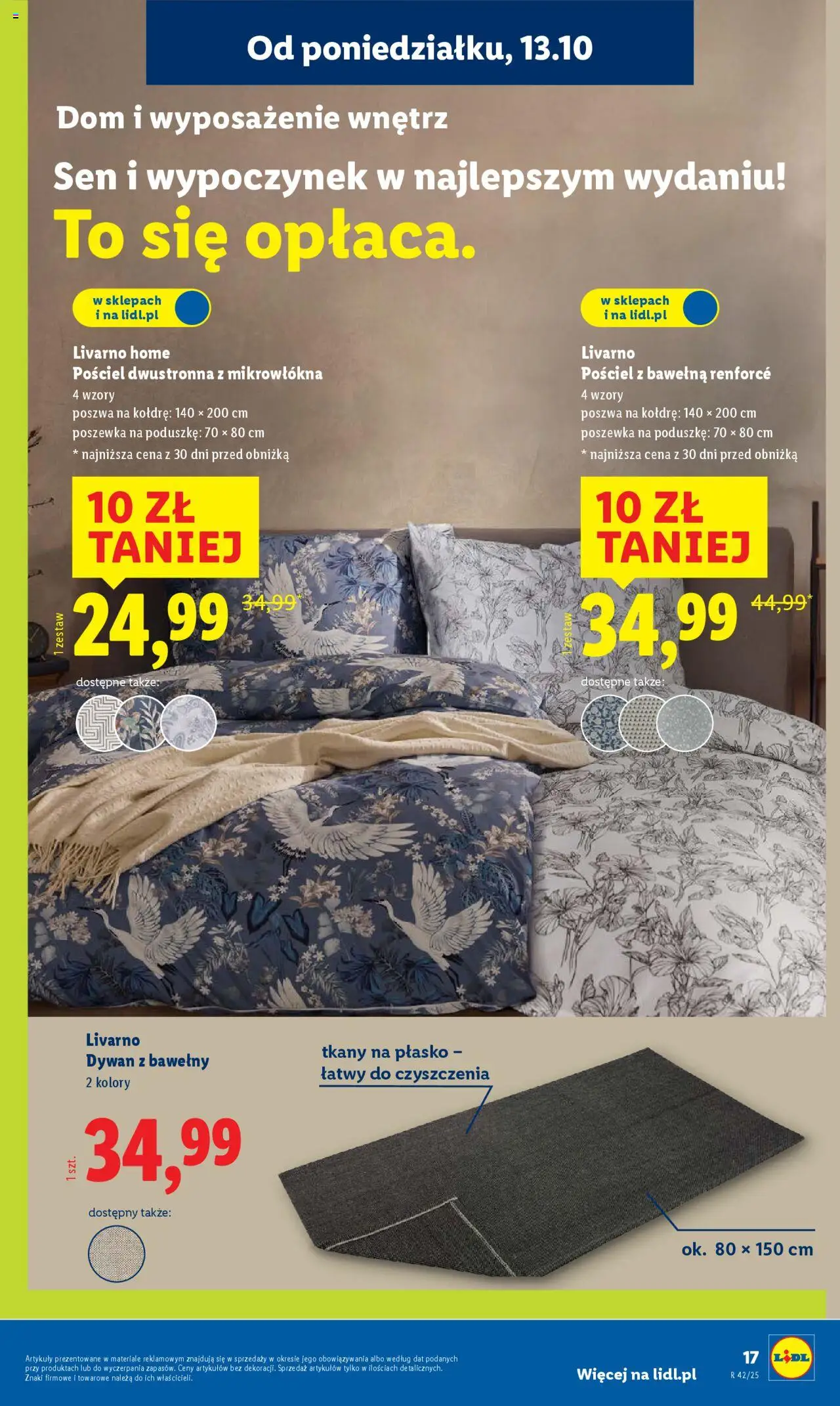 Lidl Katalog od 13.10.2025 | Strona: 17 | Produkty: Pościel, Dywan