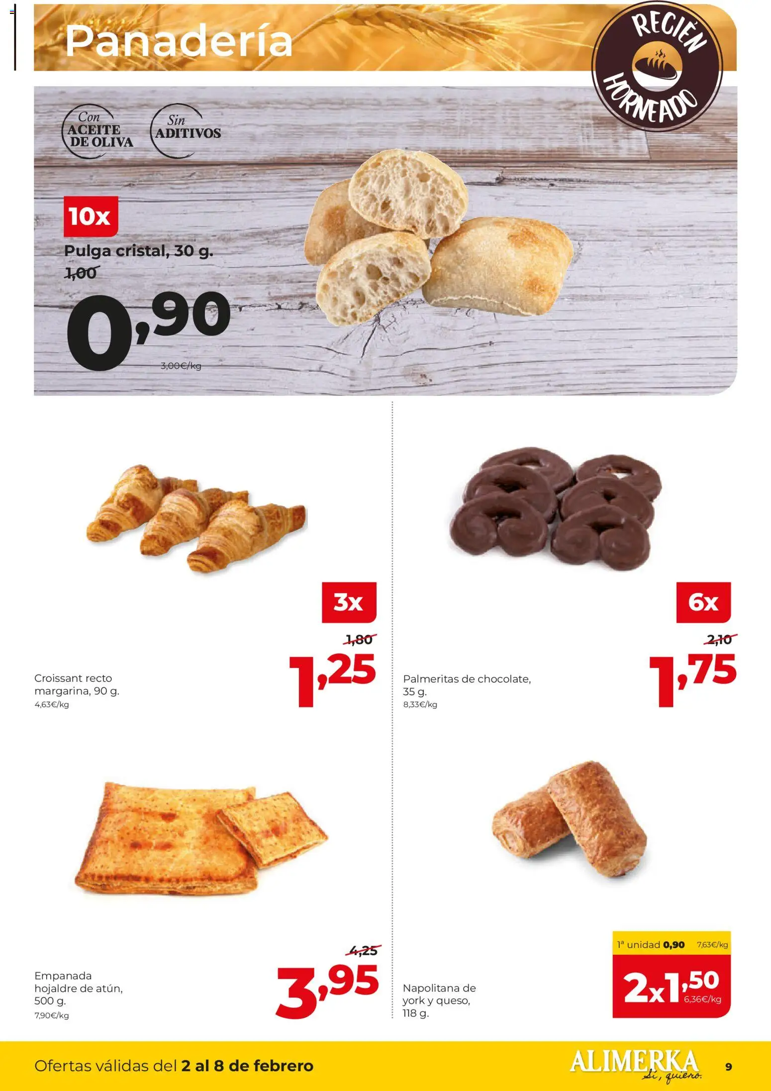 Alimerka folleto Castilla y León │ válido desde el 02.02.2026 | Página: 9 | Productos: Aceite, Croissant, Aceite de oliva, Panadería