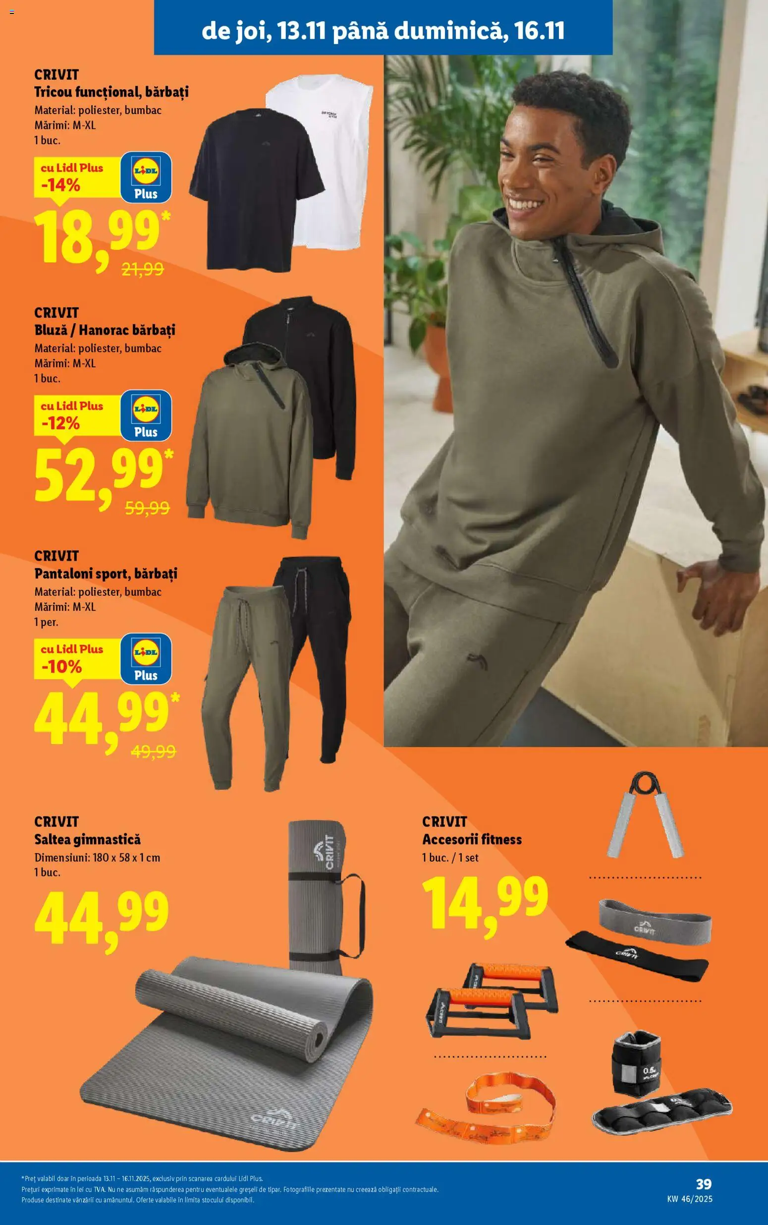 Noul catalog Lidl – valabil de la 10.11.2025 | Pagină: 15 | Produse: Saltea, Tricou, Bluză, Pantaloni