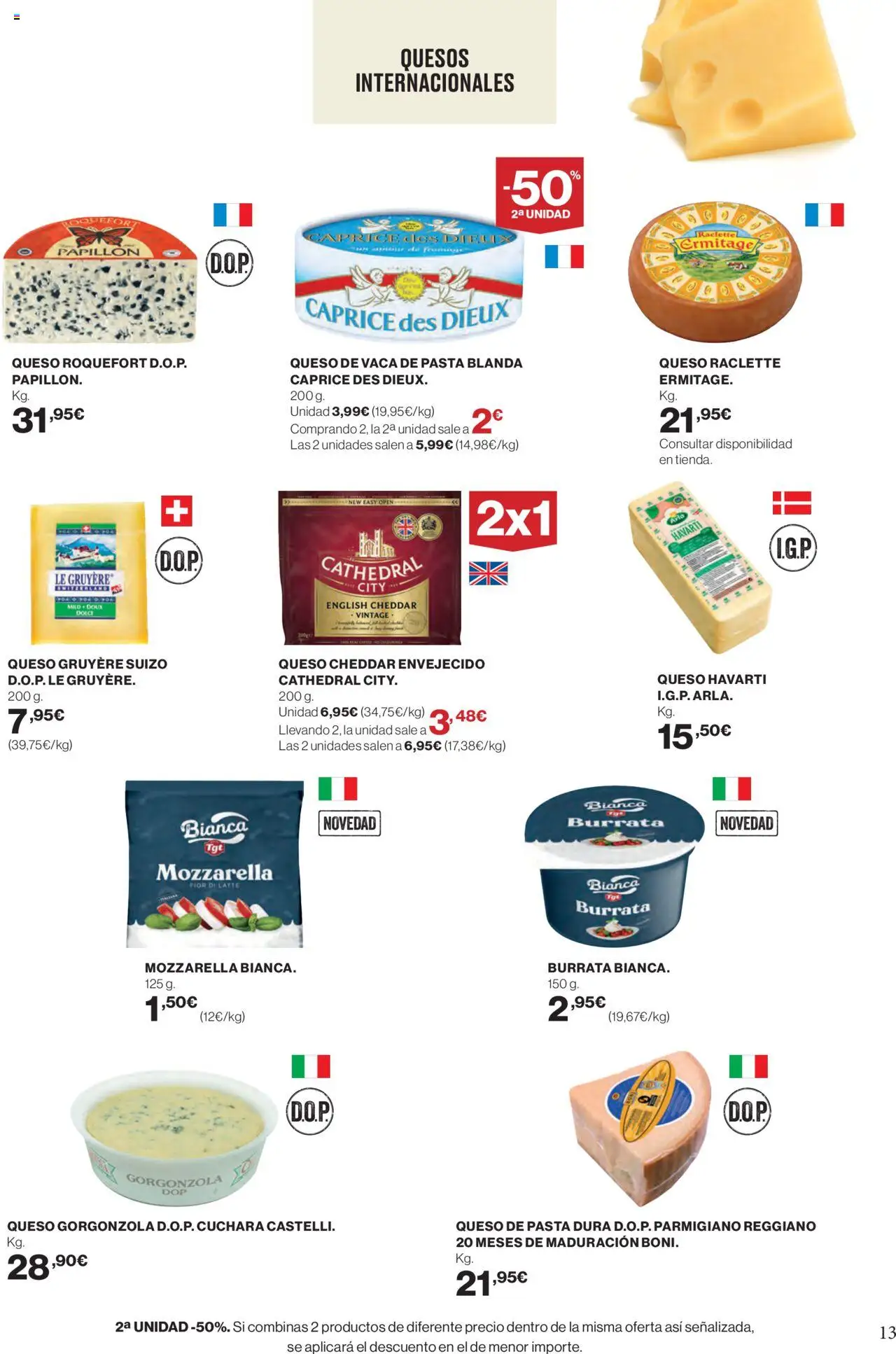 Supercor Canarias │ válido desde el 11.09.2025 | Página: 13 | Productos: Queso de vaca, Queso, Λάστιχο με πιεστικό, Pasta