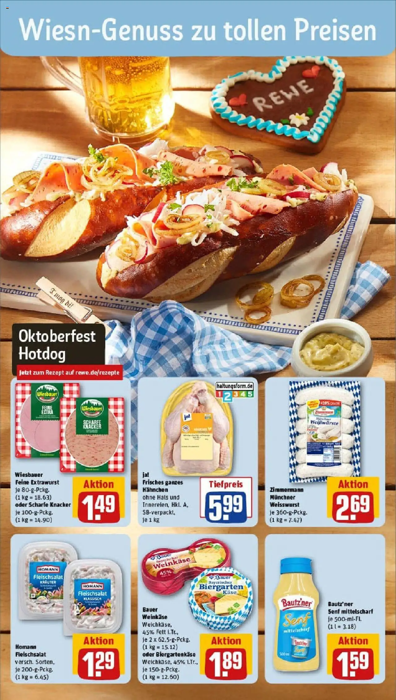 Rewe Prospekt 	 – gültig ab 15.09.2025 | Seite: 4 | Produkte: Hahnchen, Weißwurst