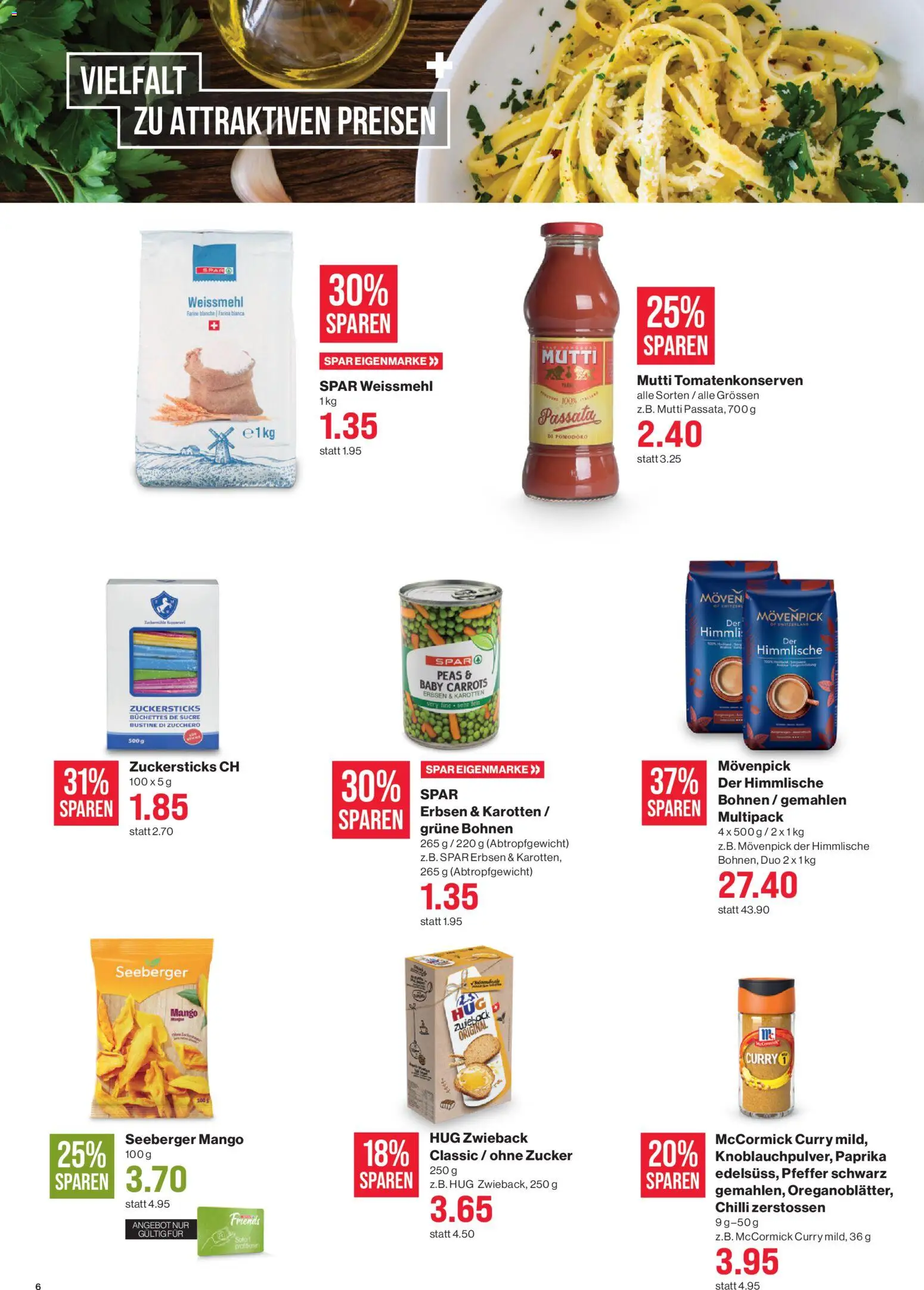 SPAR Aktionen – gültig ab 26.02.2026 | Seite: 6 | Produkte: Erbsen, Mango, Pfeffer, Zucker