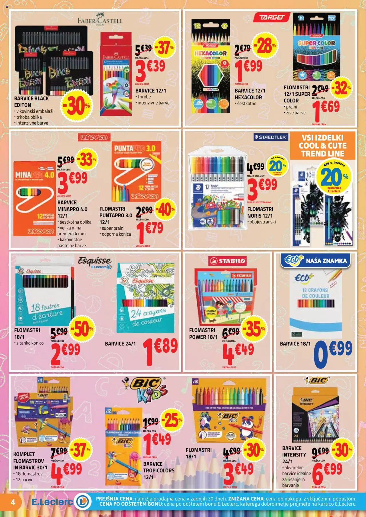 E.leclerc katalog vse za šolo │ velja od 13.08.2025 | Stran: 4 | Izdelki: Barvice