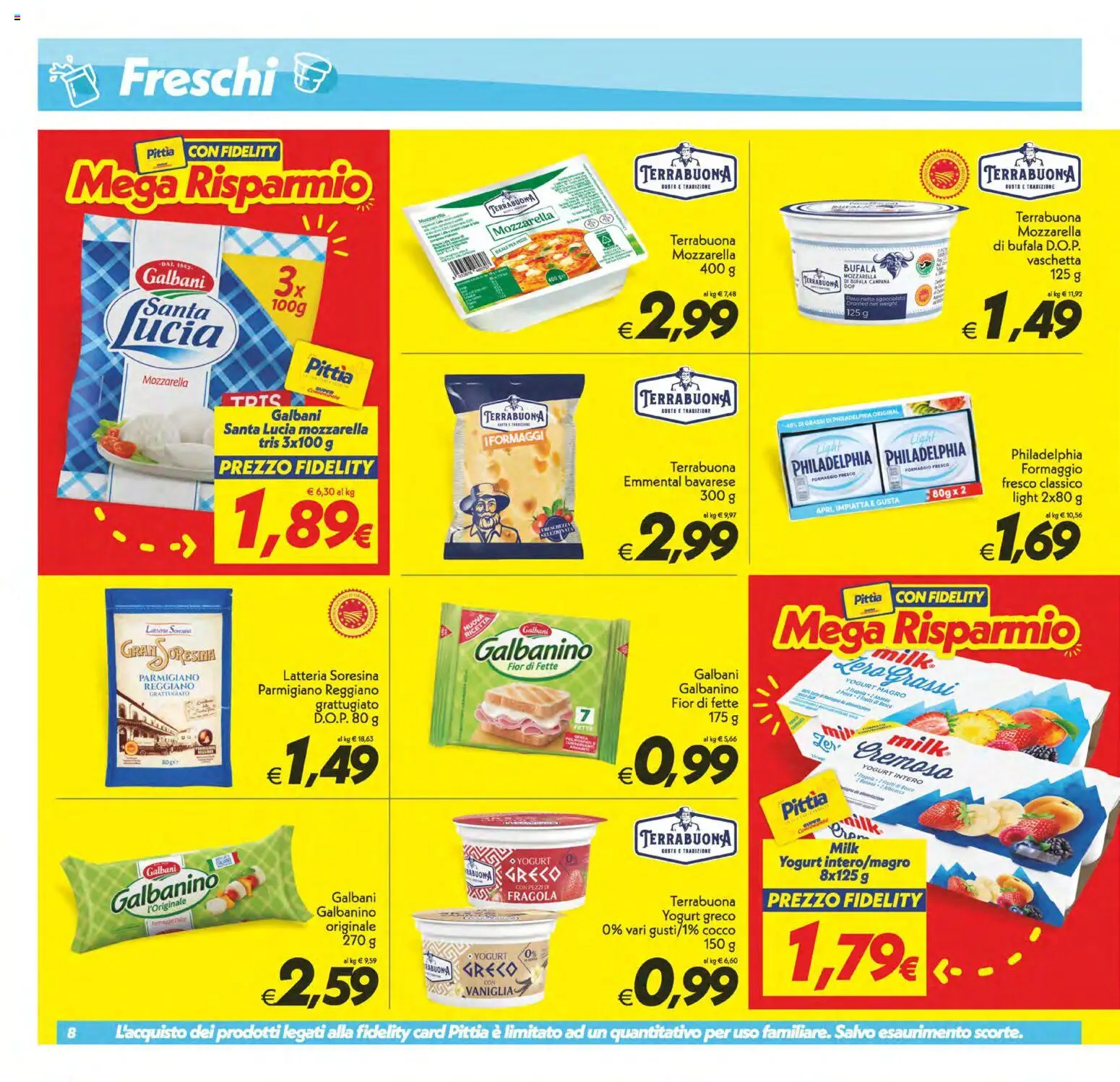 Volantino SuperConveniente del 28.04.2026 | Pagina: 8 | Prodotti: Yogurt, Formaggio, Parmigiano, Emmental