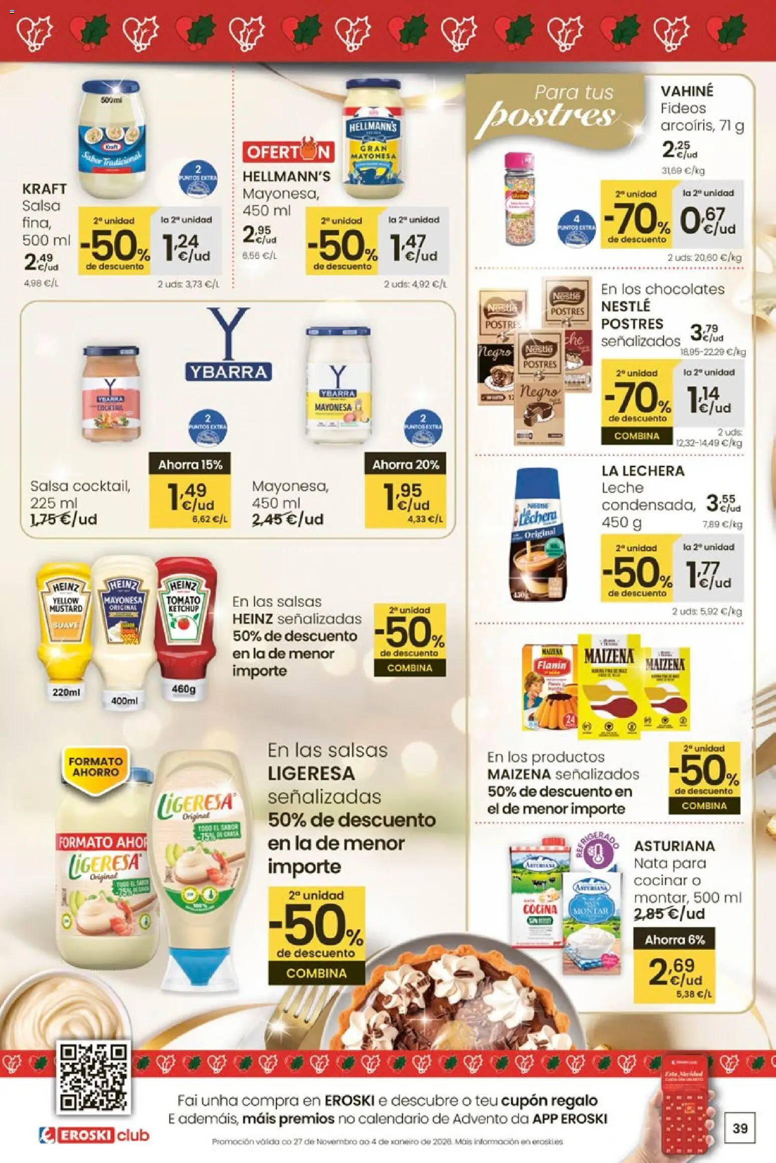 Eroski - Navidad  │ válido desde el 18.12.2025 | Página: 39 | Productos: Leche, Fideos, Οθόνη προβολής, Cocina