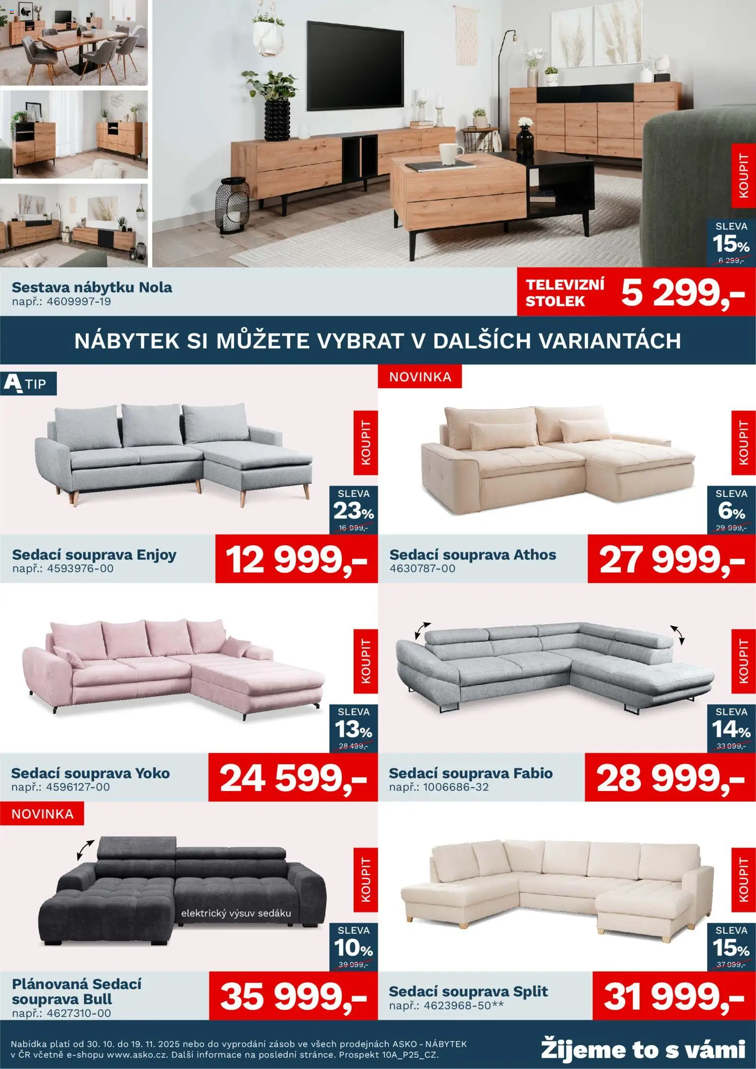 ASKO nábytek leták od 30.10.2025 | Strana: 2 | Produkty: Sedací souprava, Nábytek, Stolek